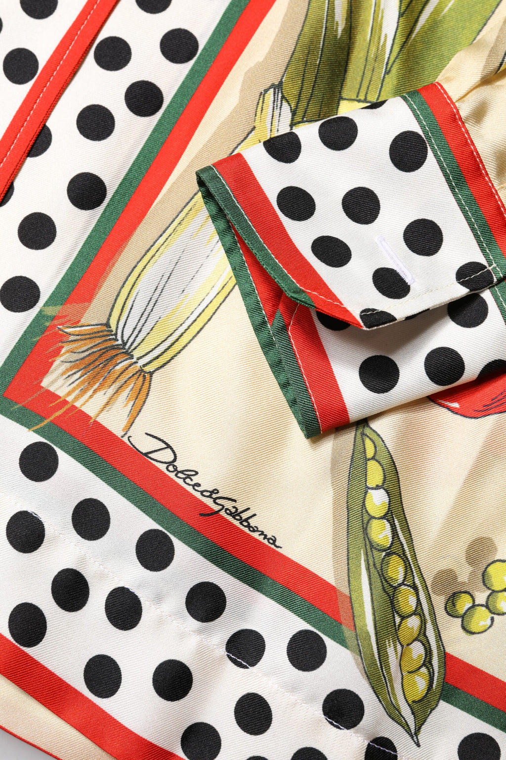 Haut en Soie Manches Longues Motifs Légumes Multicolores Dolce & Gabbana