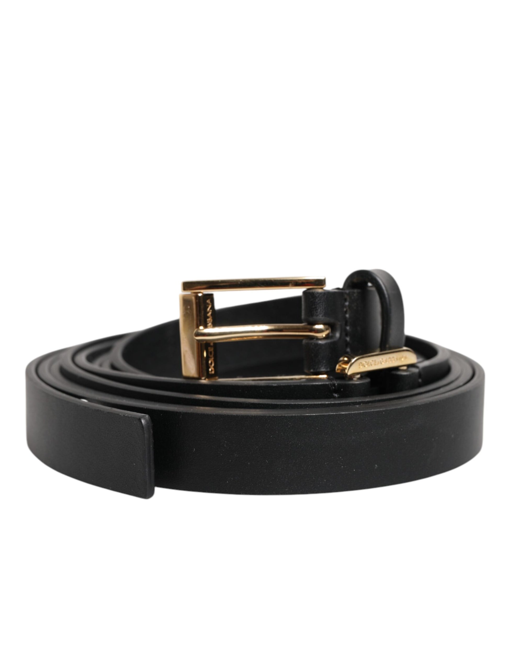 Ceinture Dolce & Gabbana en cuir noir à double sangle et boucle dorée