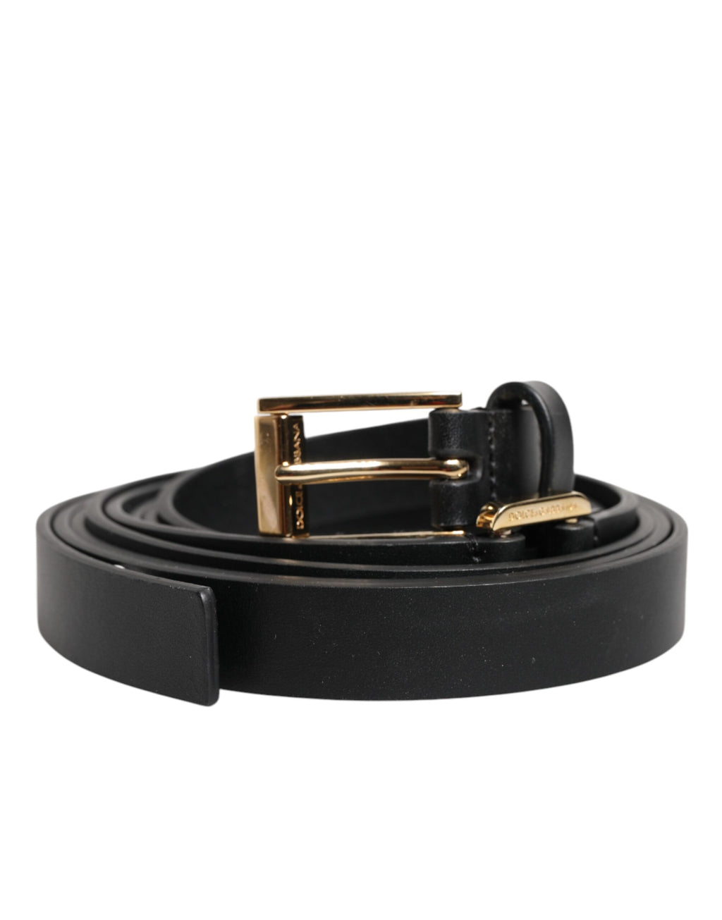 Ceinture Dolce & Gabbana en cuir noir à double sangle et boucle dorée