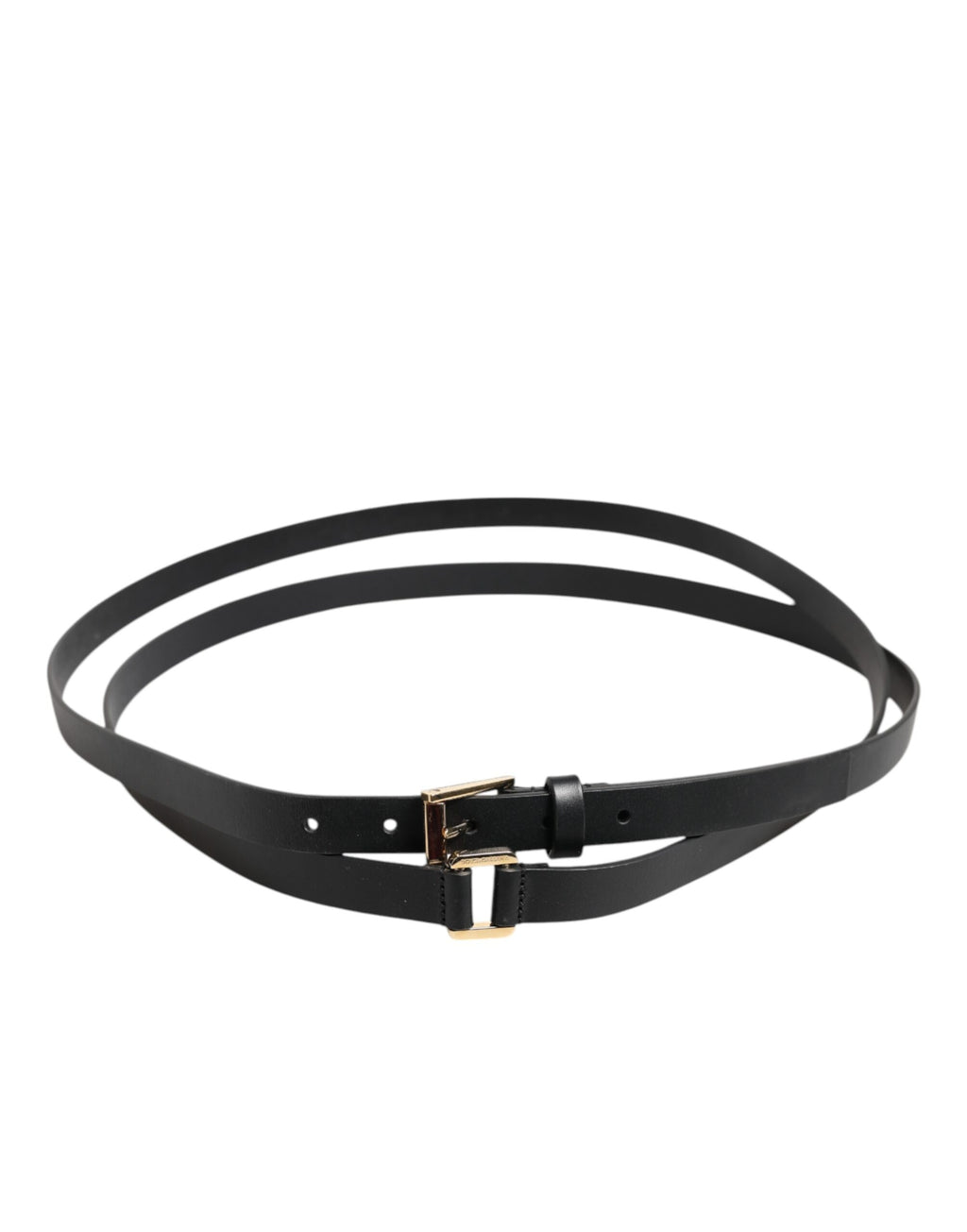 Ceinture Dolce & Gabbana en cuir noir à double sangle et boucle dorée
