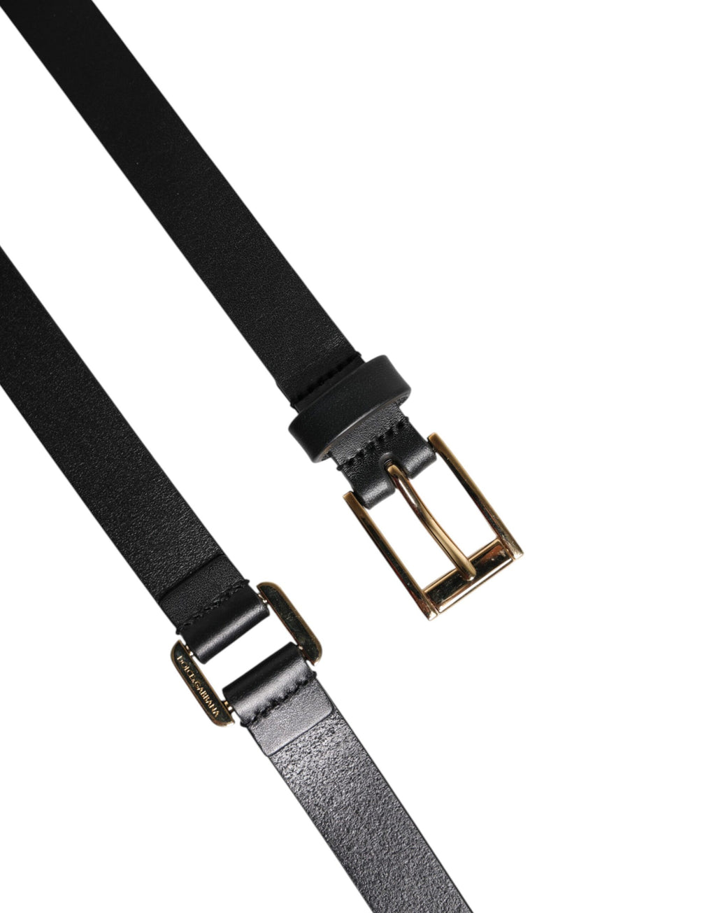 Ceinture Dolce & Gabbana en cuir noir à double sangle et boucle dorée