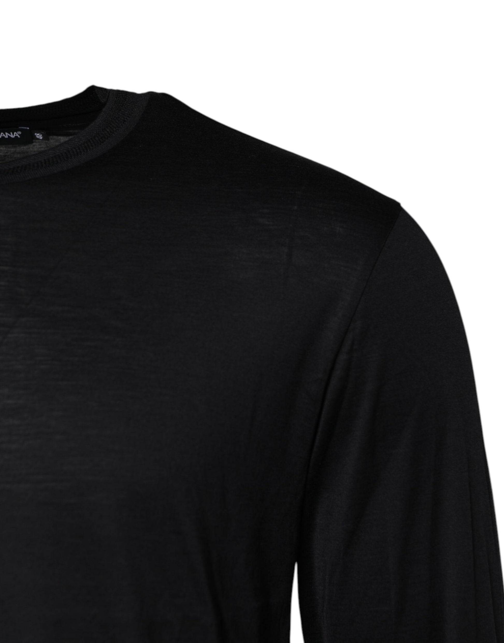 Dolce & Gabbana Dark Blue Silk Crew Neck Men Pullover Sweater