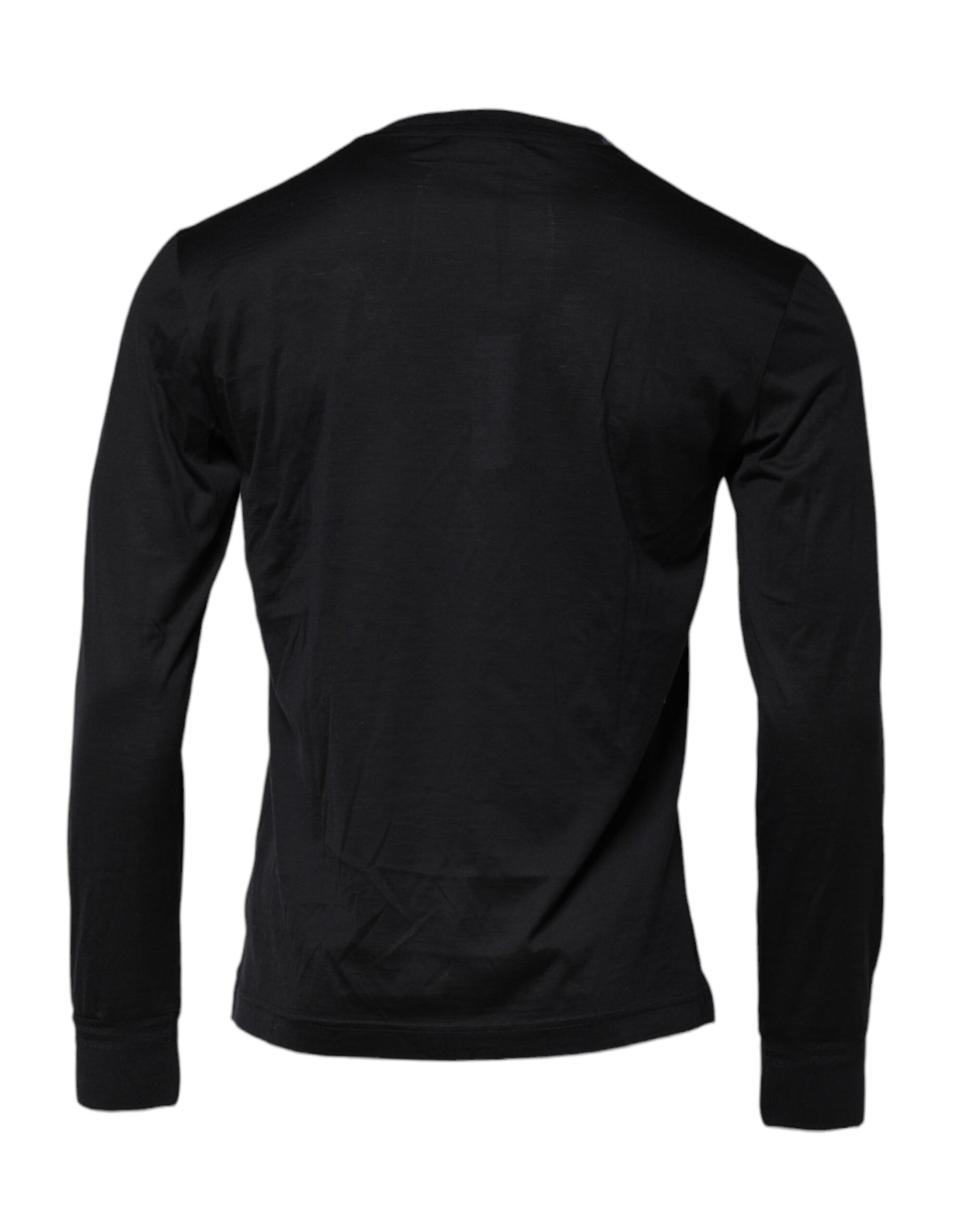 Dolce & Gabbana Dark Blue Silk Crew Neck Men Pullover Sweater