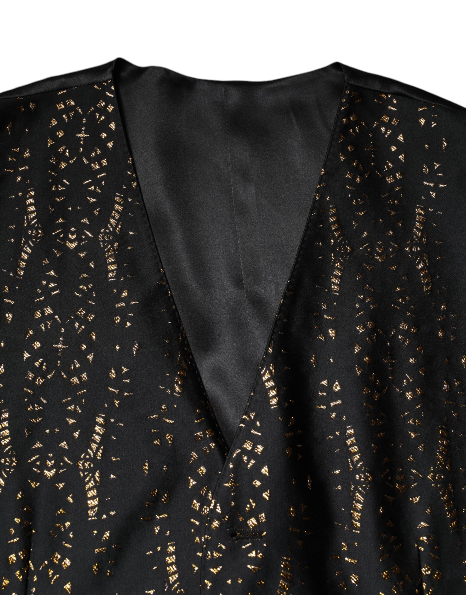 Dolce & Gabbana Black Lurex Dress Formal Men Waistcoat Vest