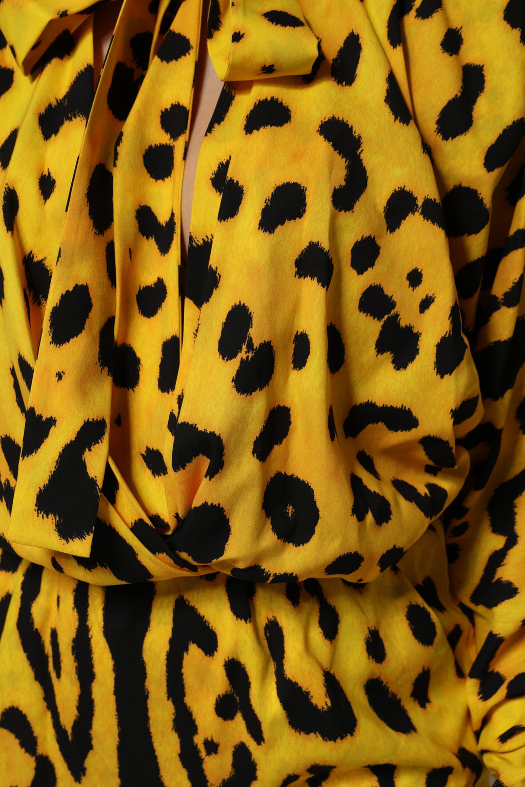 Robe Combinaison Manches Longues Léopard Jaune Dolce & Gabbana