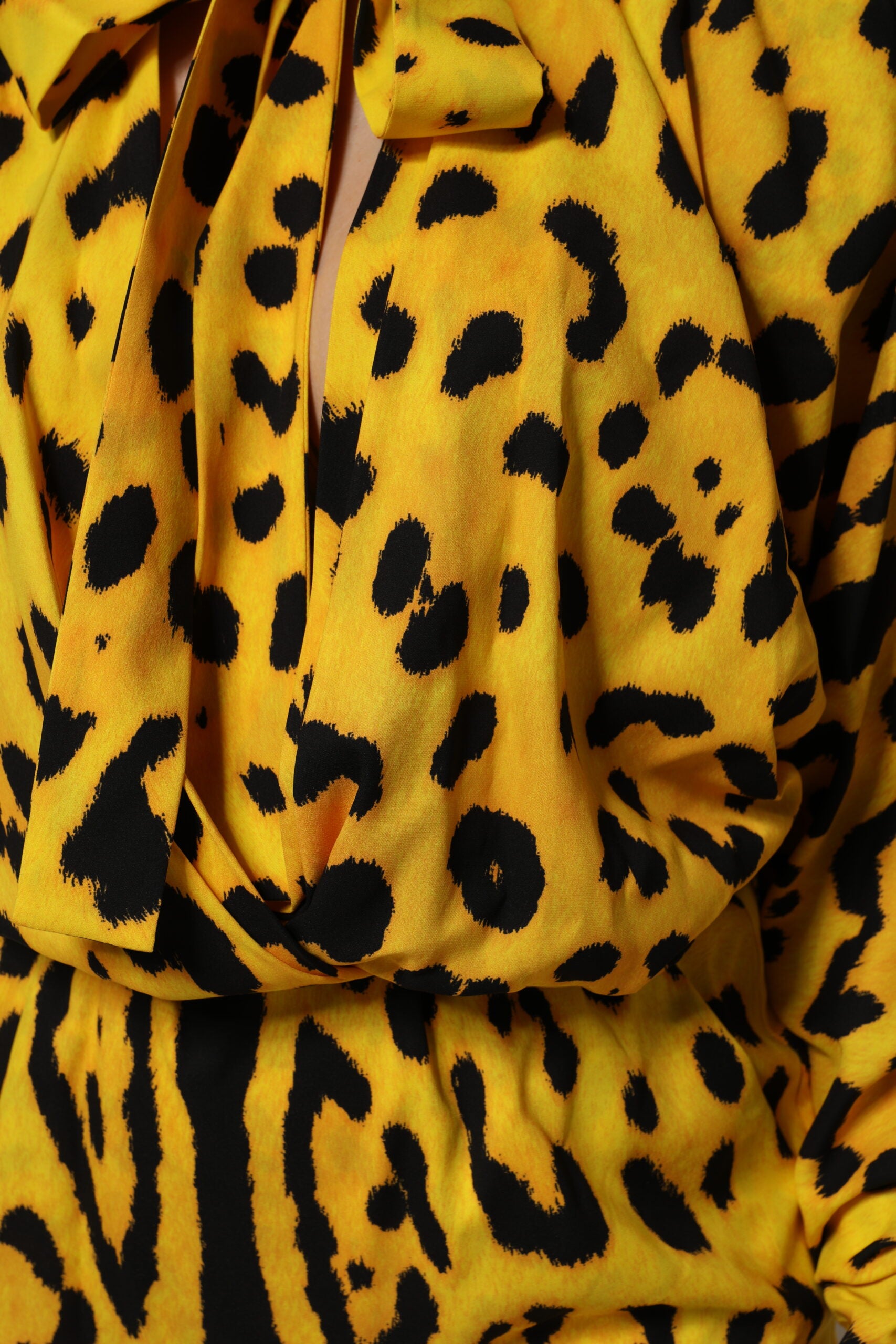 Robe Combinaison Manches Longues Léopard Jaune Dolce & Gabbana