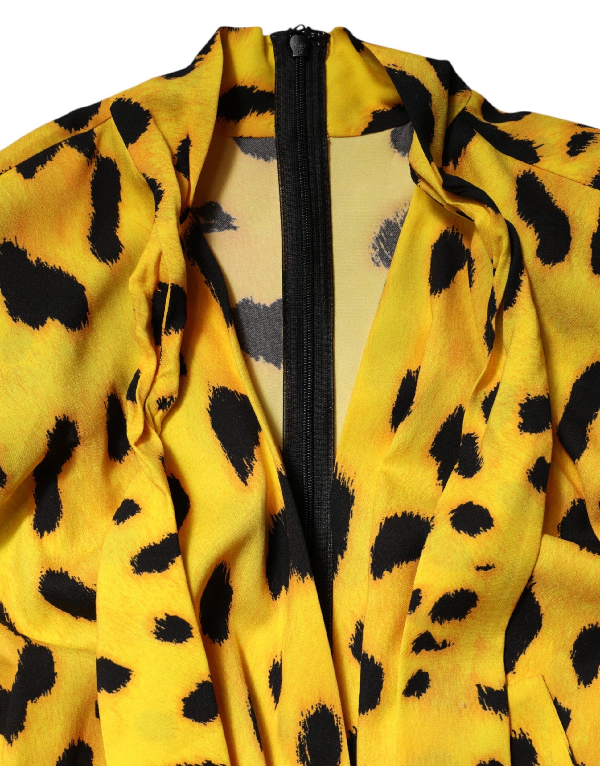 Robe Combinaison Manches Longues Léopard Jaune Dolce & Gabbana