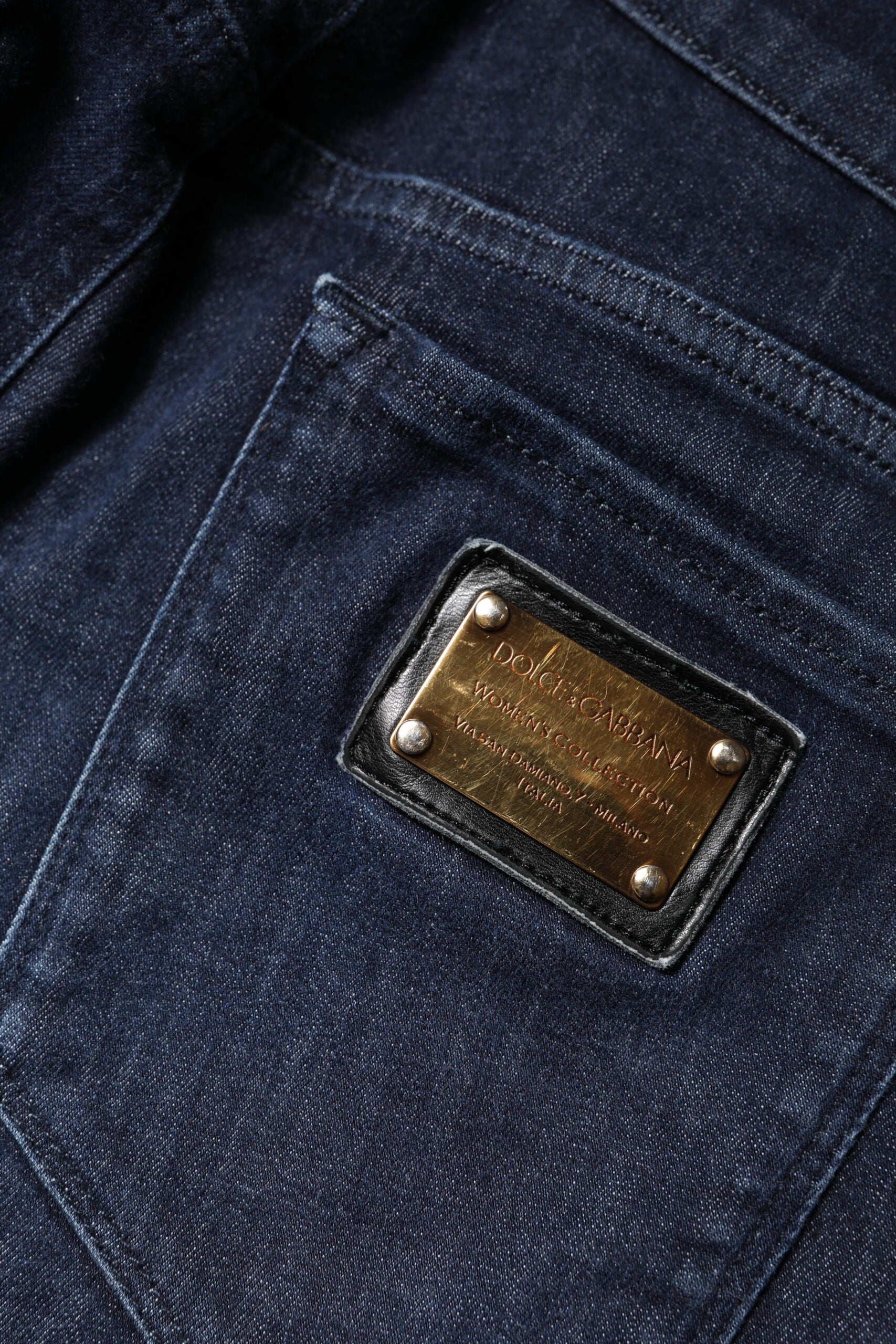 Dolce & Gabbana Dark Blue Cotton Skinny Cropped Denim Jeans