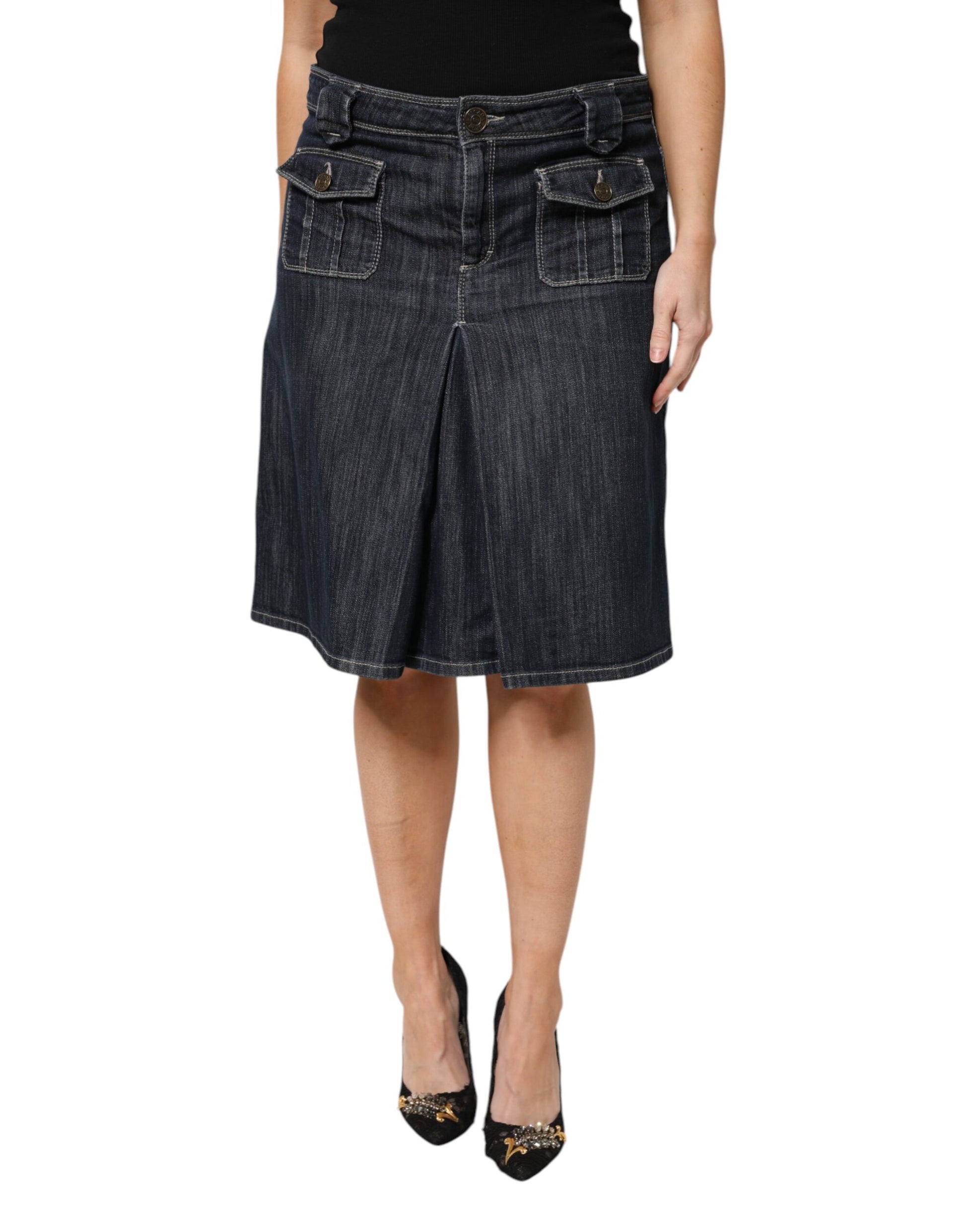 Escada – Lässiges Set aus Oberteil und Rock aus Denim in Schwarz aus Baumwollmischung