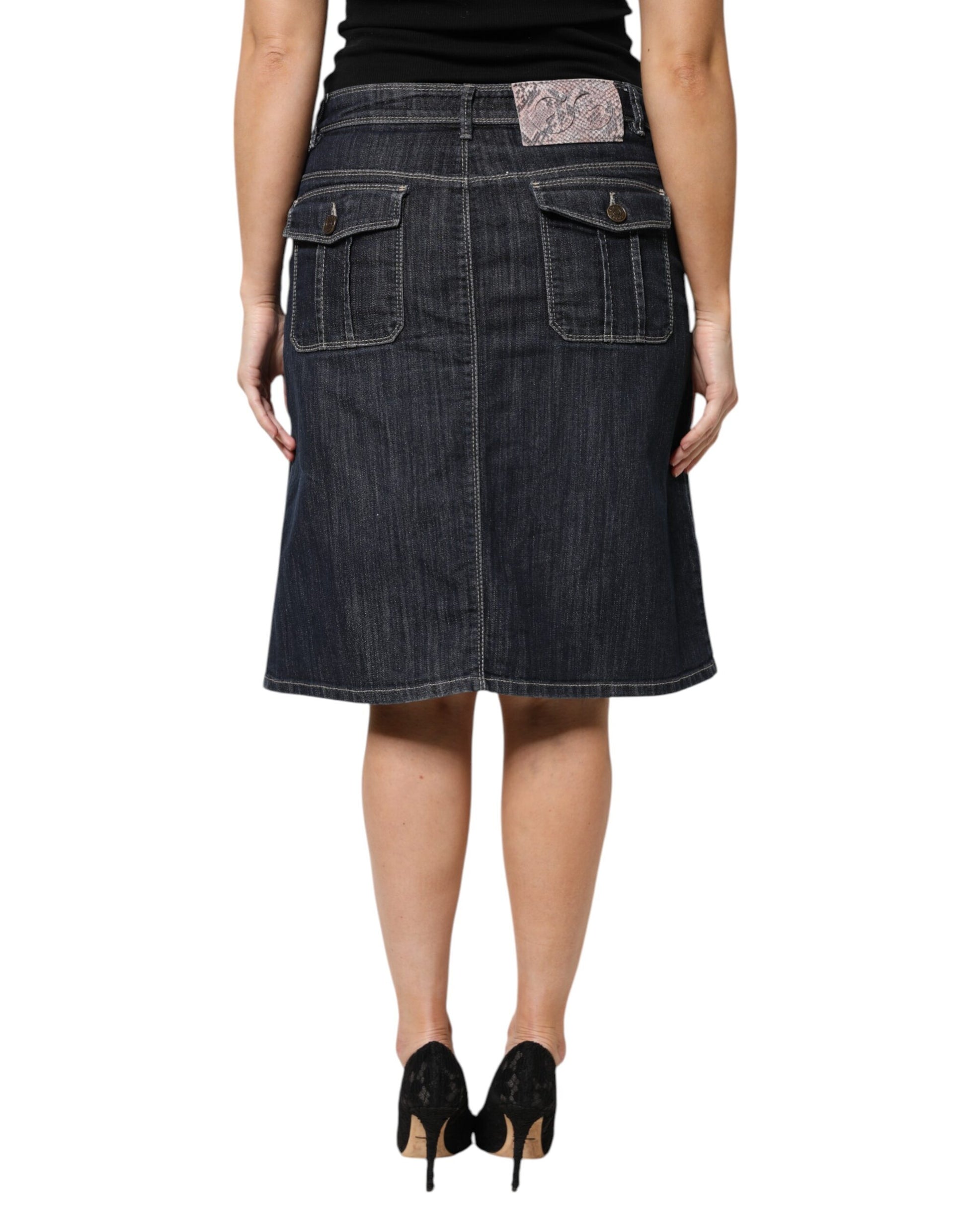 Escada – Lässiges Set aus Oberteil und Rock aus Denim in Schwarz aus Baumwollmischung