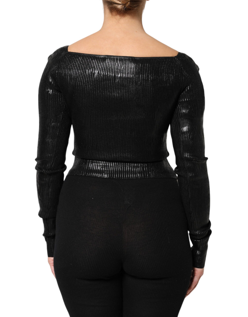 Dolce & Gabbana Black Long Sleeve T-Shirt for Women side view