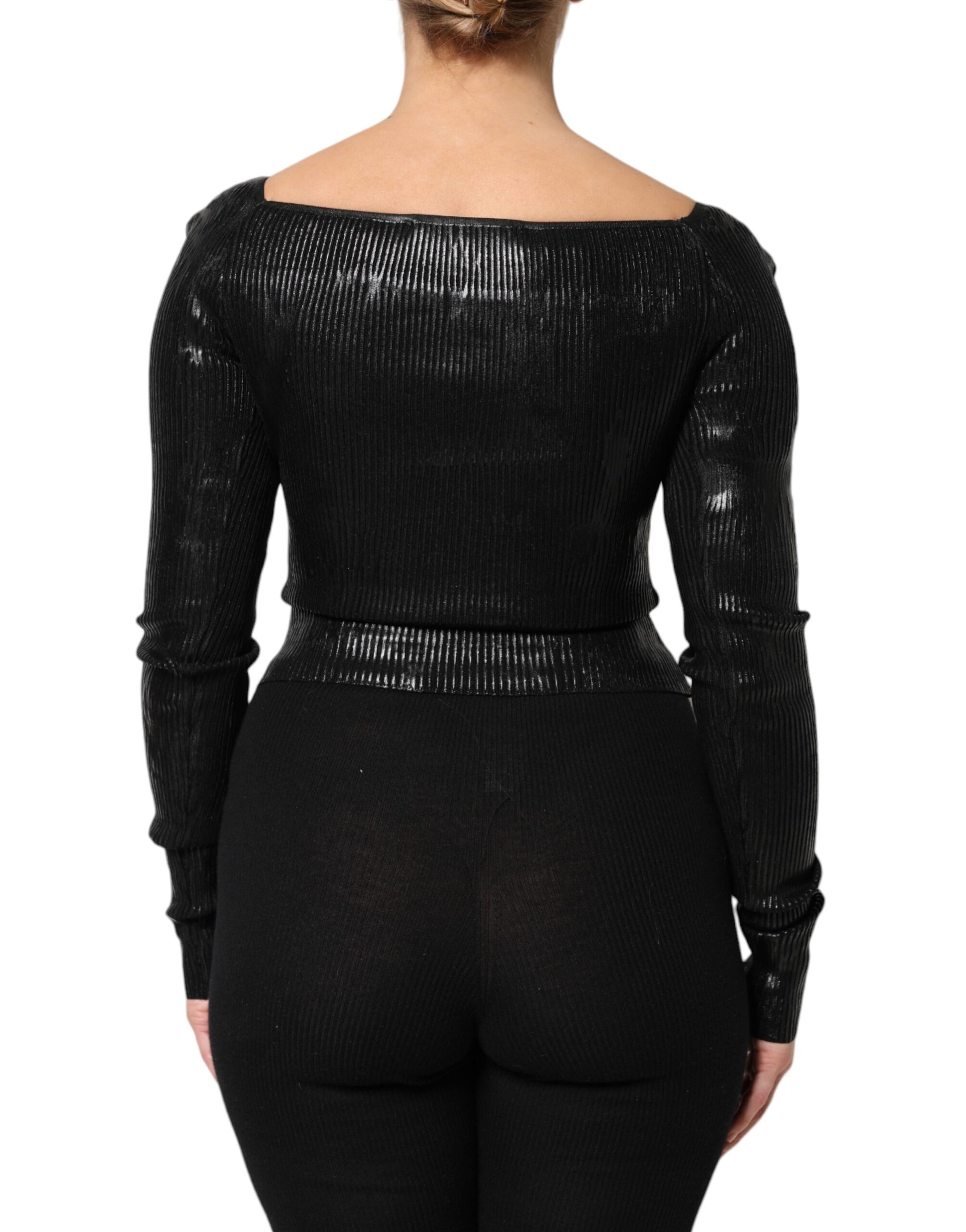 Dolce & Gabbana Black Long Sleeve T-Shirt for Women side view