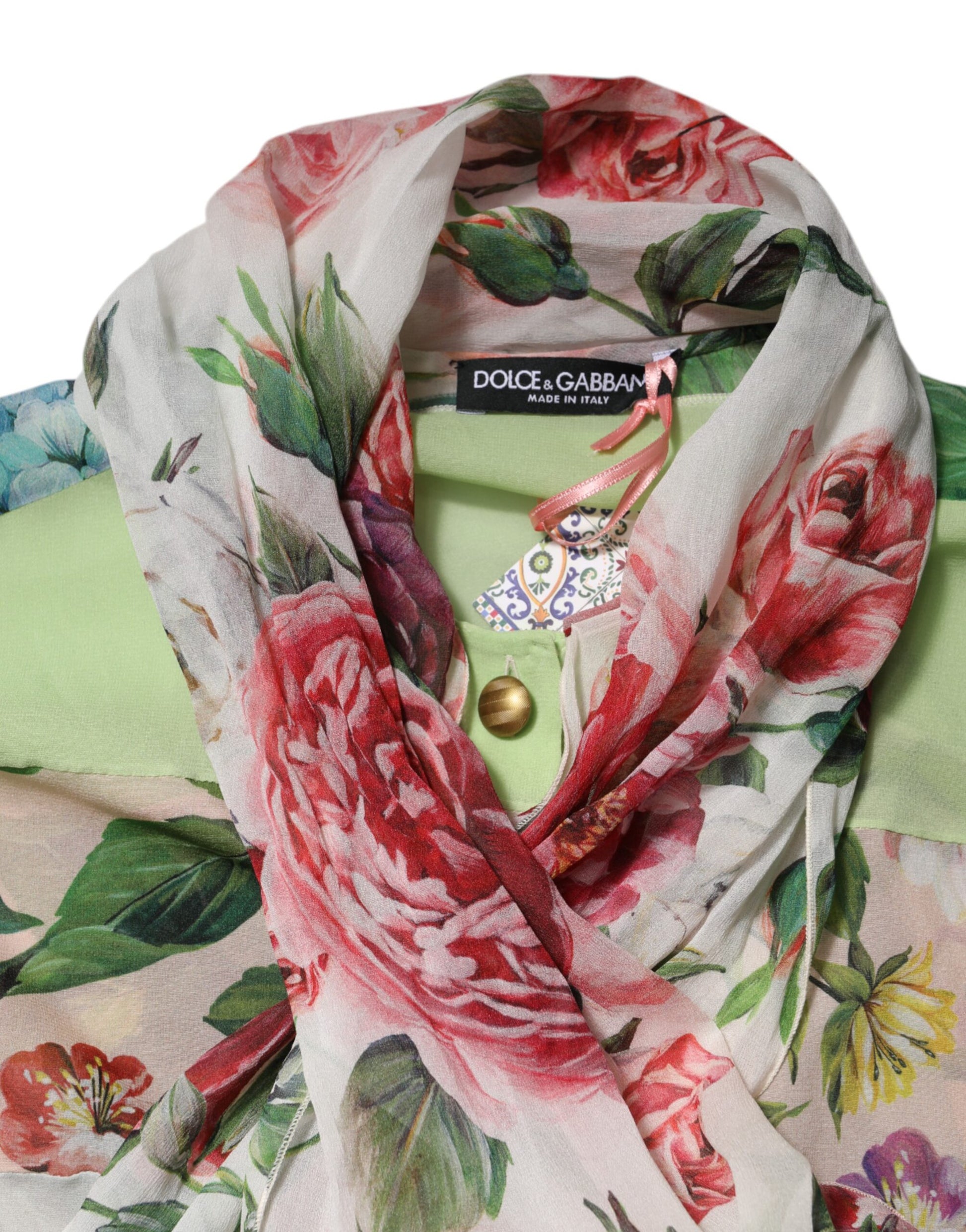 Dolce & Gabbana Multicolor Floral Patchwork Long Sleeves Top