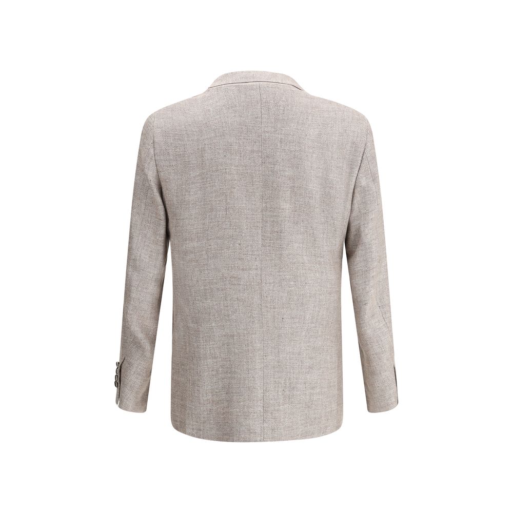 Blazer en lin marron clair Brunello Cucinelli