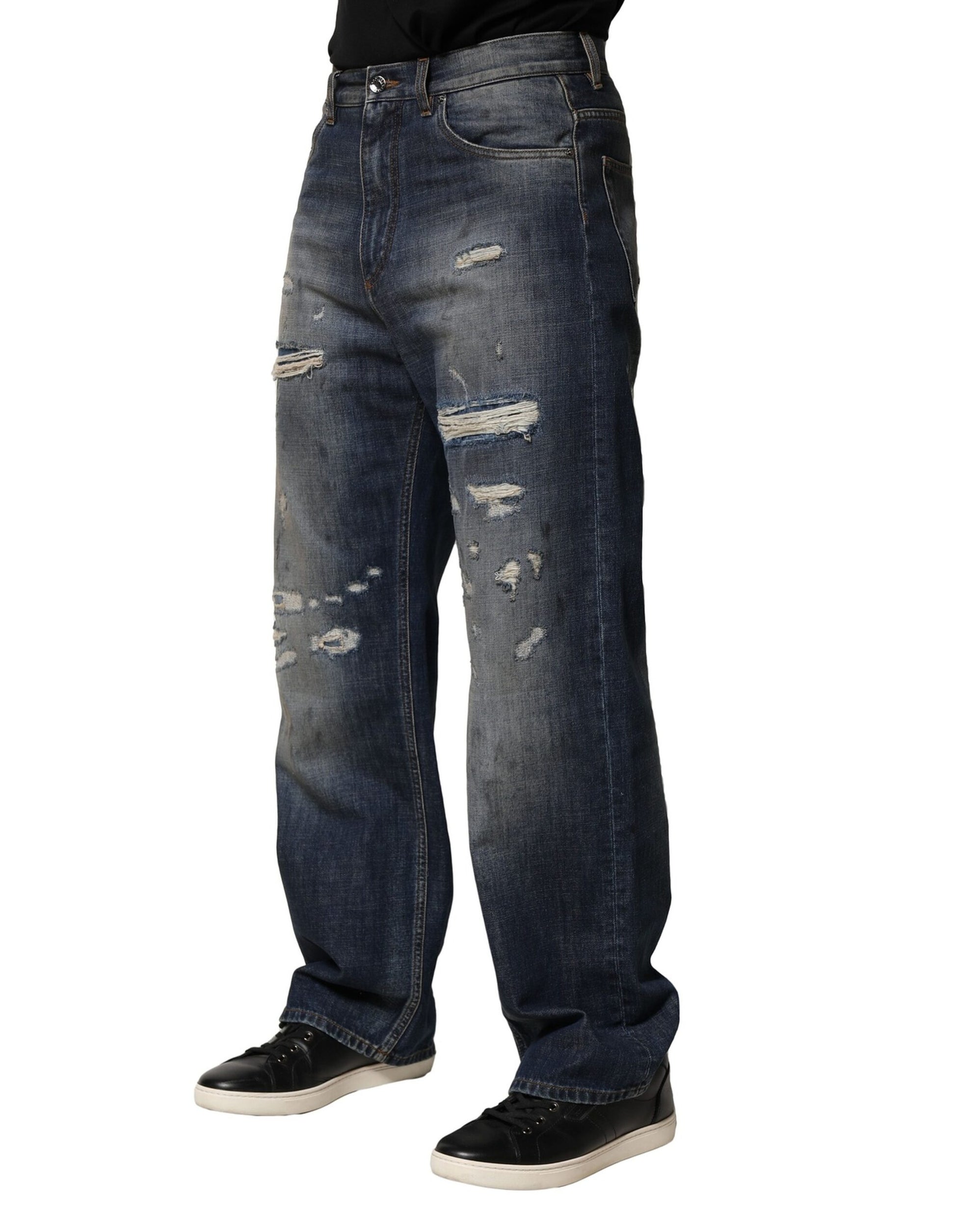 Dolce & Gabbana Blue Straight Leg Jeans for Men detail view