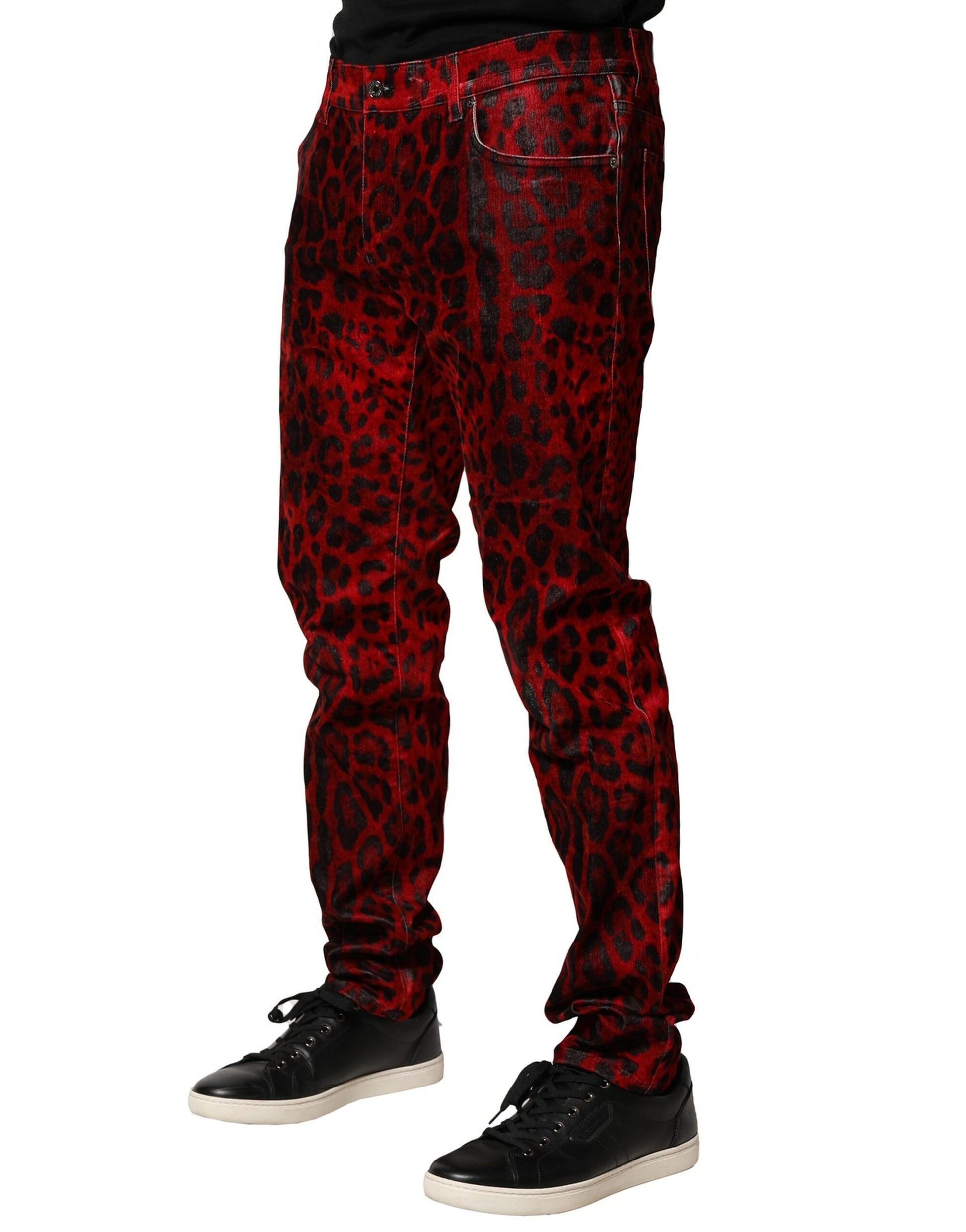 Dolce & Gabbana Red Skinny Jeans for Men detail view