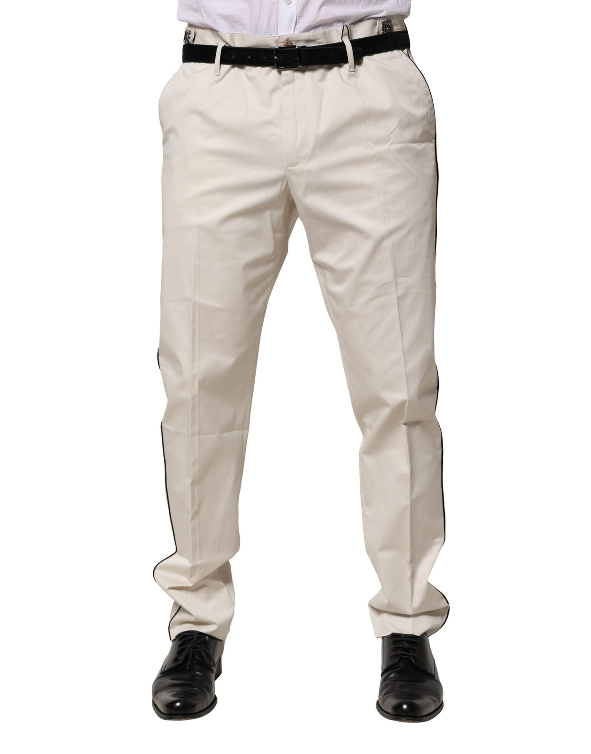 Robe en coton blanc Dolce & Gabbana Pantalon habillé ajusté