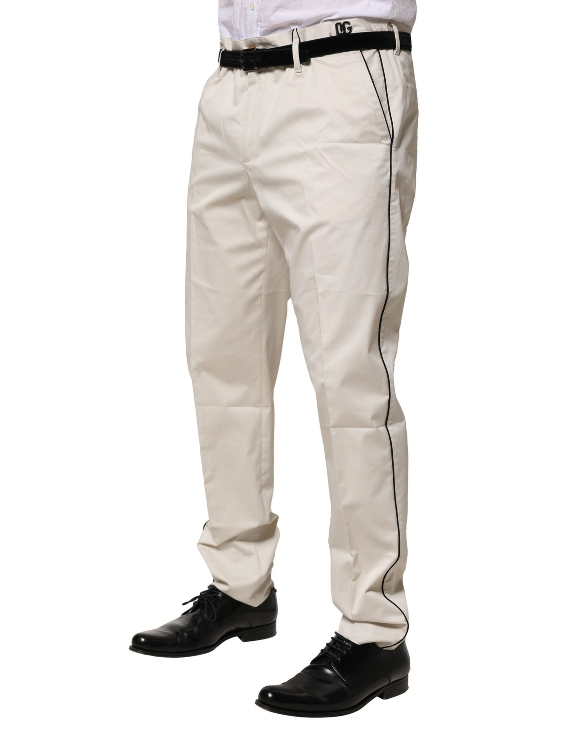 Robe en coton blanc Dolce & Gabbana Pantalon habillé ajusté