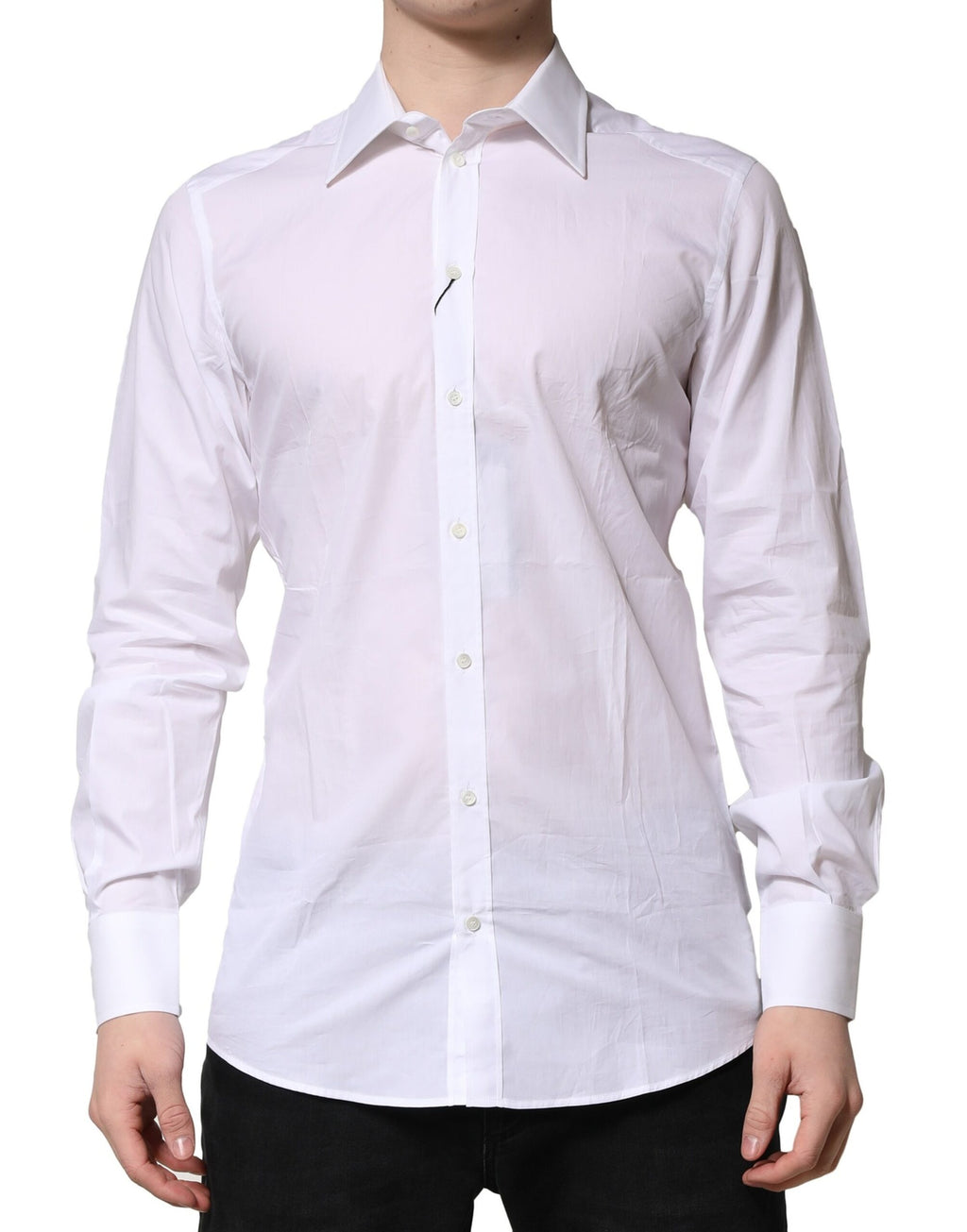 Chemise de cérémonie Dolce & Gabbana en coton blanc à manches longues DORÉE