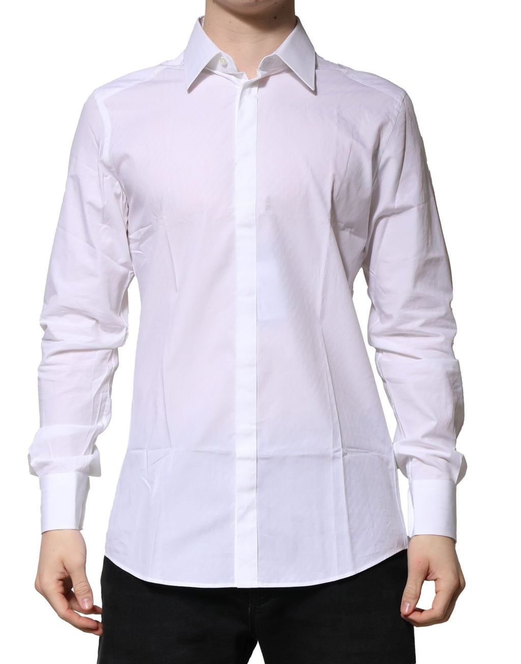 Chemise Habillée Manches Longues Dolce & Gabbana GOLD en Coton Blanc