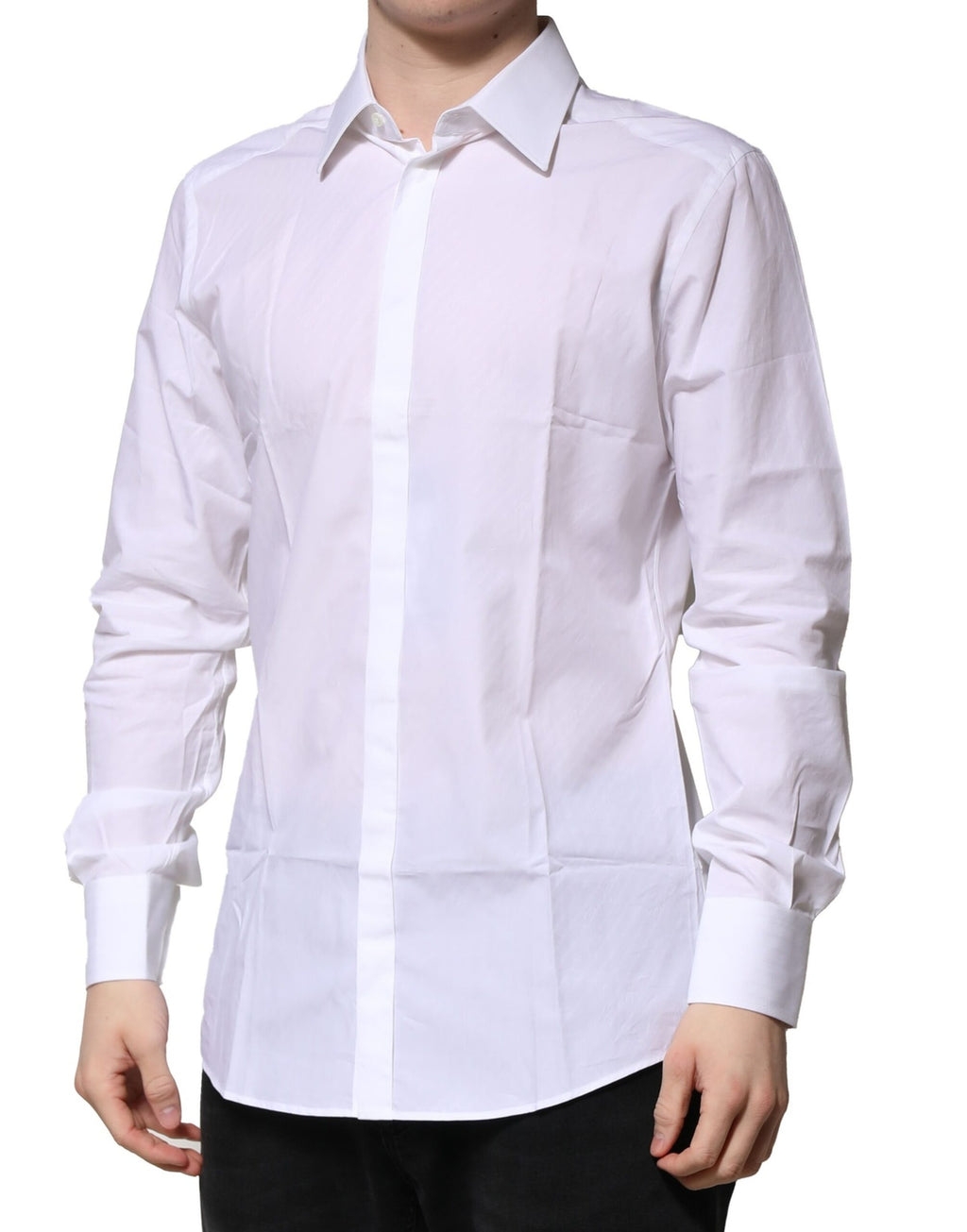 Chemise Habillée Manches Longues Dolce & Gabbana GOLD en Coton Blanc