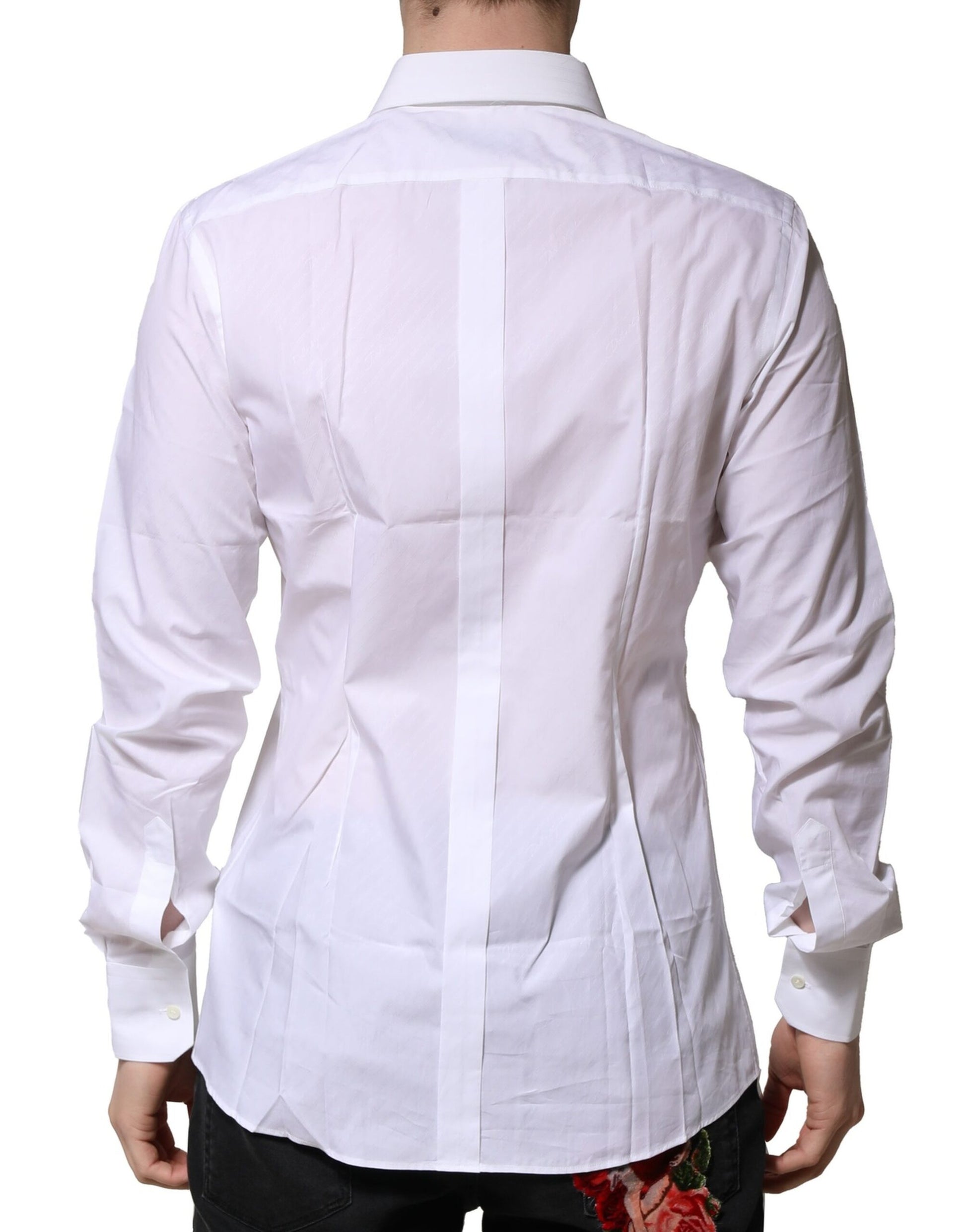 Chemise Habillée Manches Longues Dolce & Gabbana GOLD en Coton Blanc