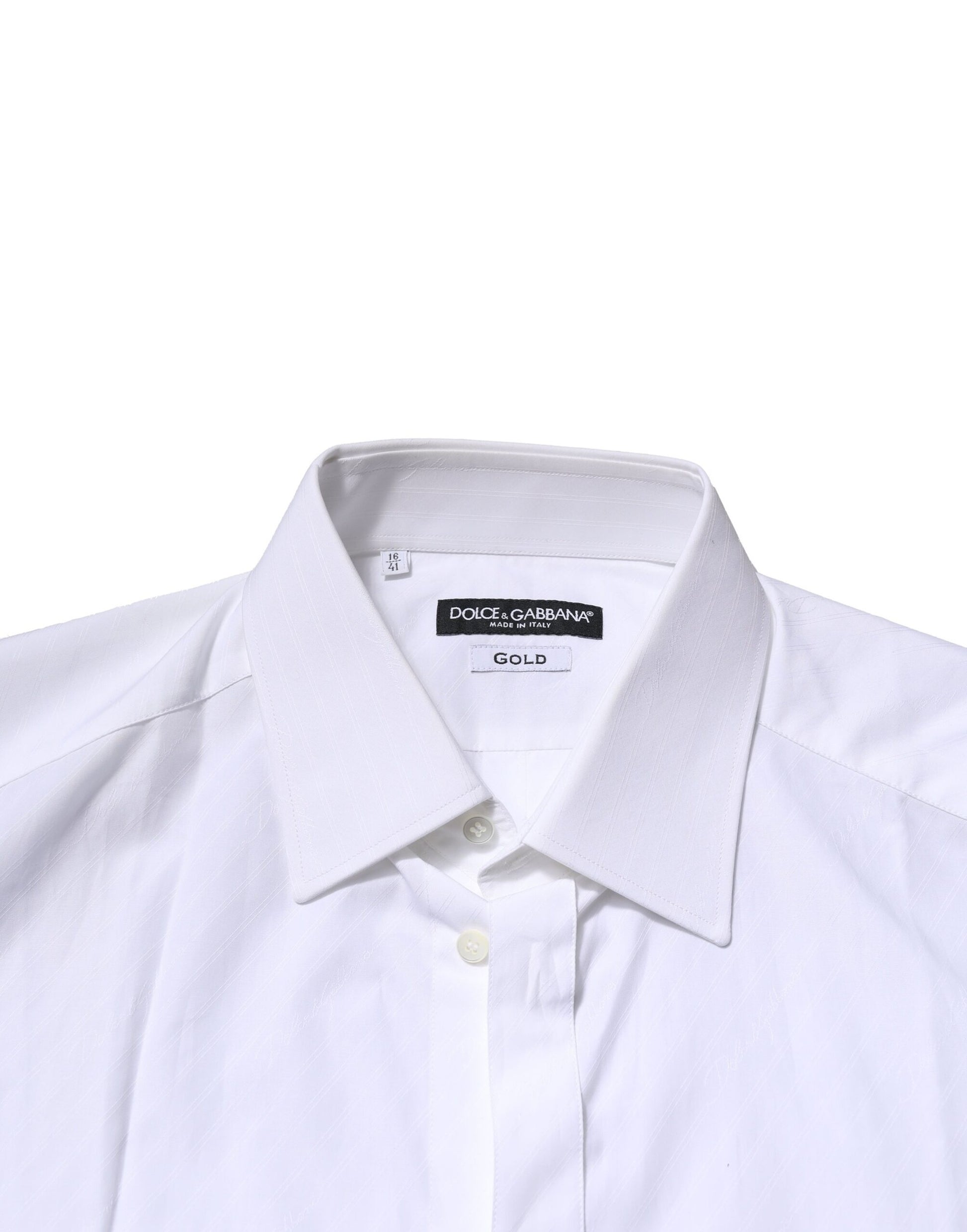 Dolce & Gabbana White Cotton Long Sleeves GOLD Formal Shirt