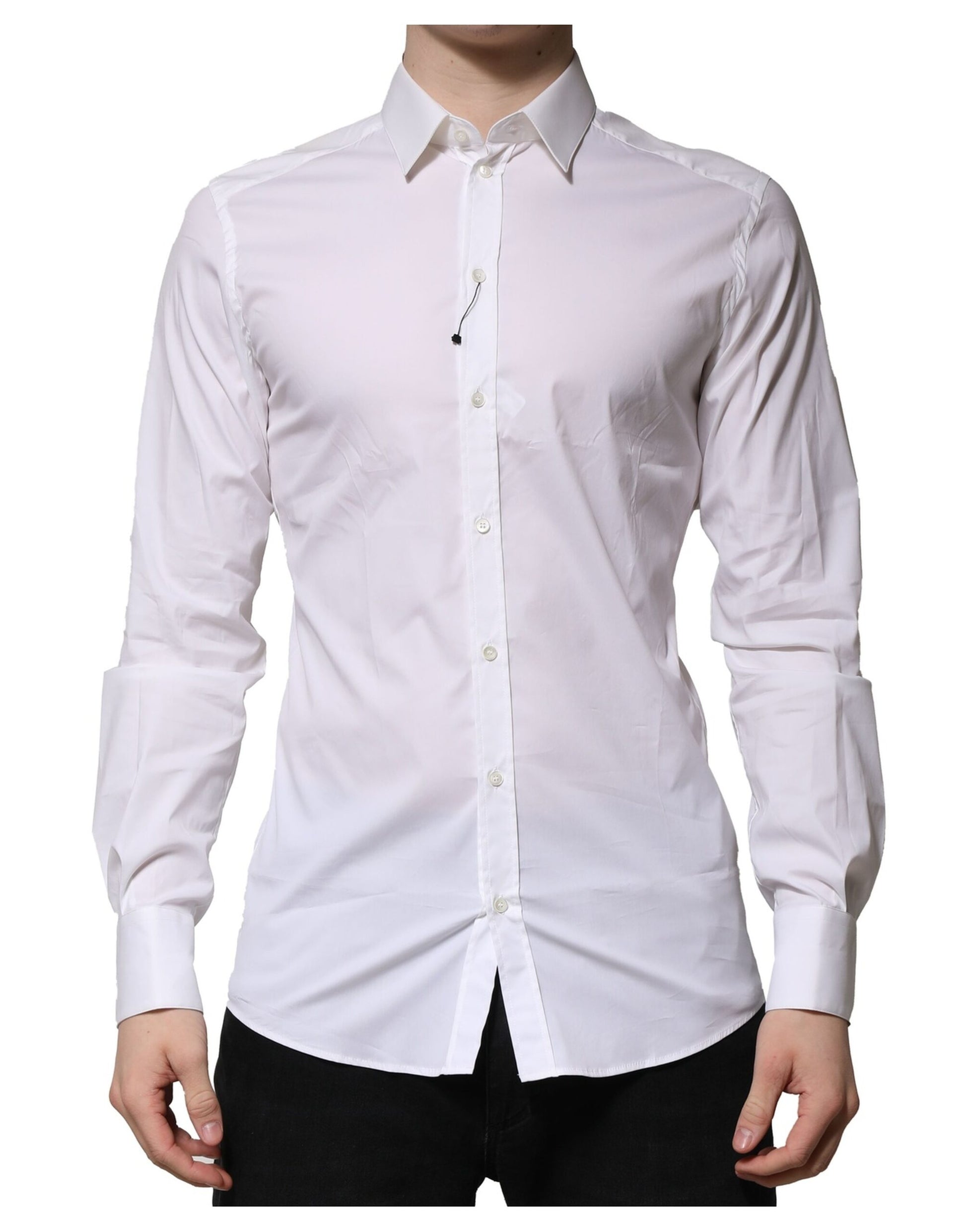 Chemise Habillée Manches Longues Dolce & Gabbana GOLD en Coton Blanc
