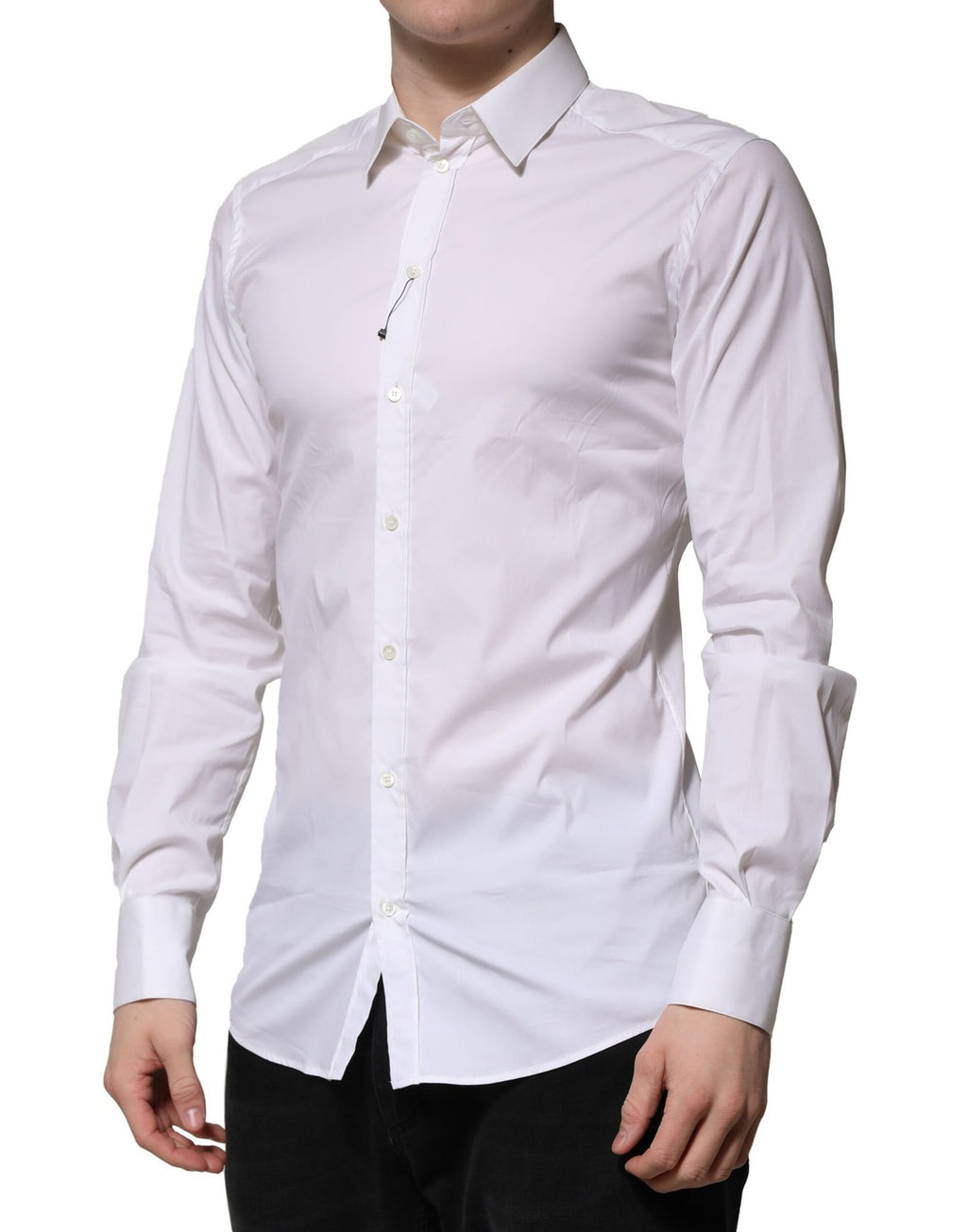 Chemise Habillée Manches Longues Dolce & Gabbana GOLD en Coton Blanc