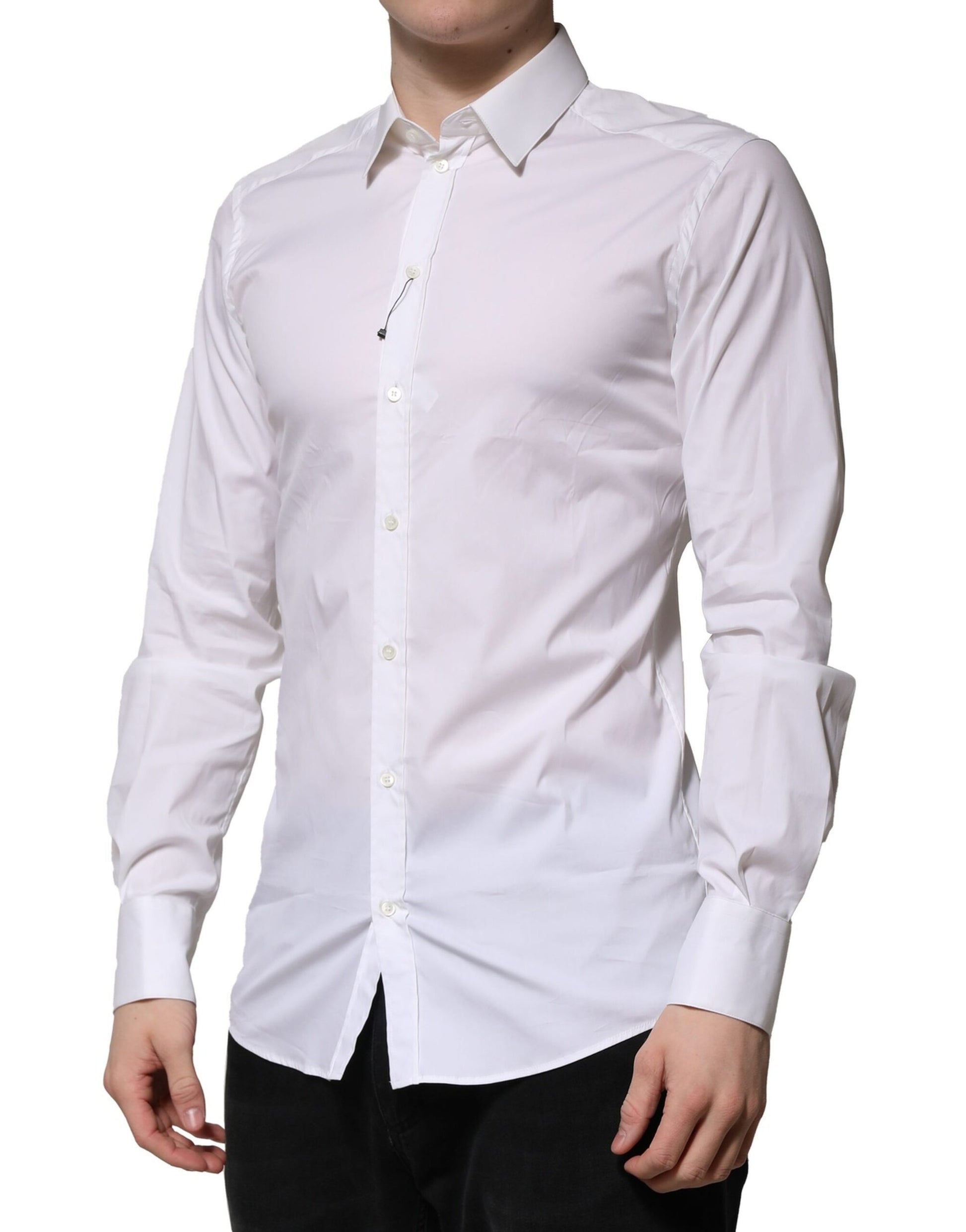 Chemise Habillée Manches Longues Dolce & Gabbana GOLD en Coton Blanc