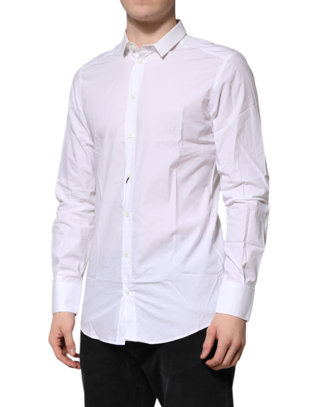 Chemise Habillée Manches Longues Dolce & Gabbana GOLD en Coton Blanc