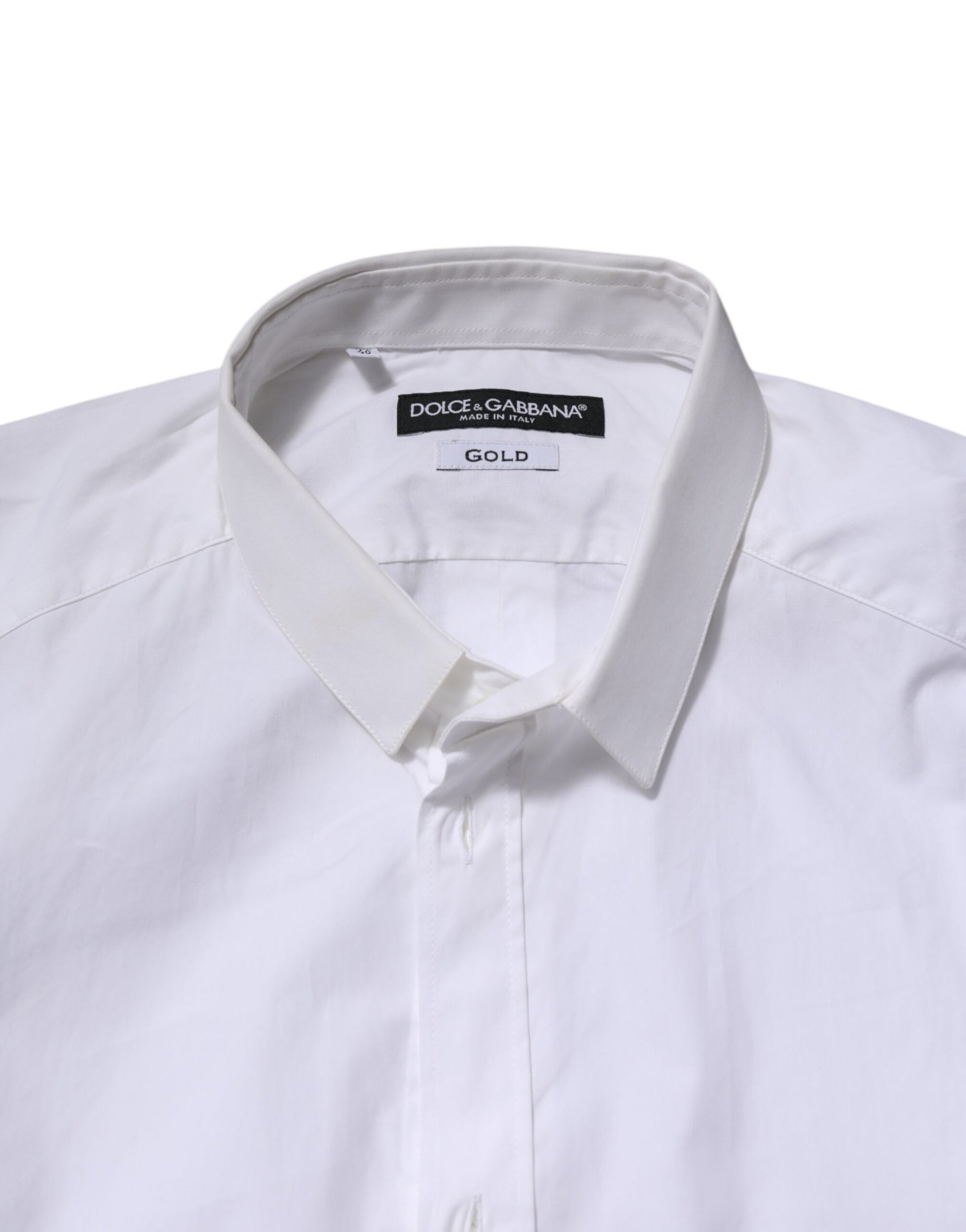 Chemise Habillée Manches Longues Dolce & Gabbana GOLD en Coton Blanc