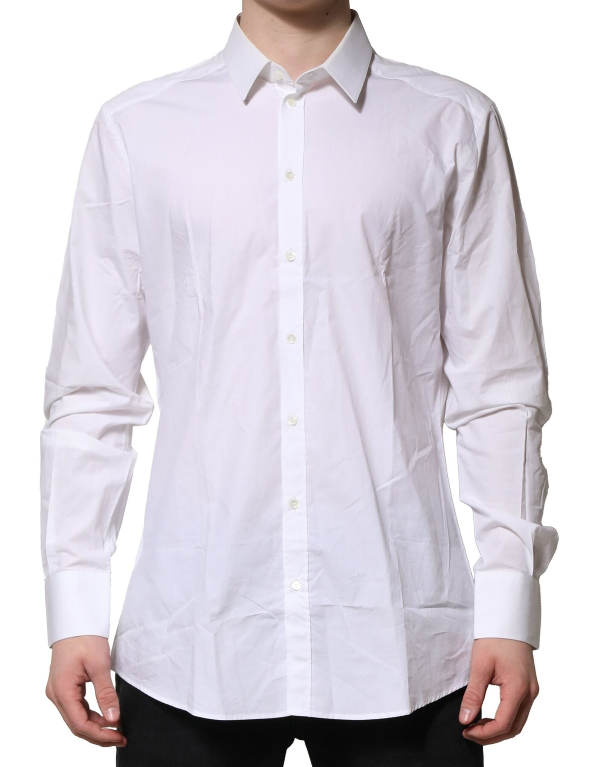 Chemise Habillée Manches Longues Dolce & Gabbana GOLD en Coton Blanc