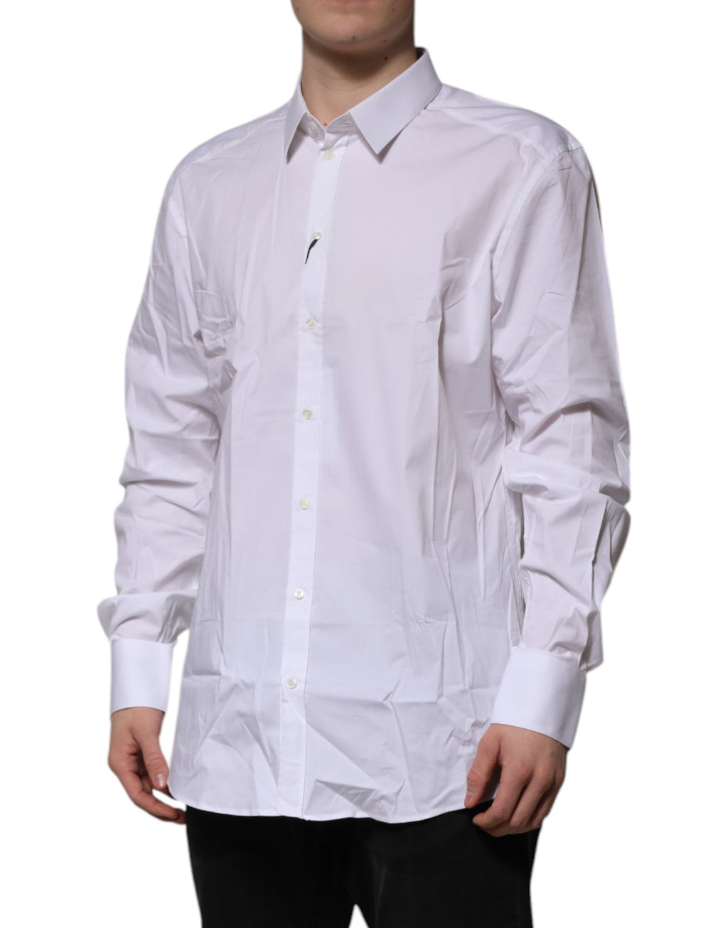 Chemise Habillée Manches Longues Dolce & Gabbana GOLD en Coton Blanc