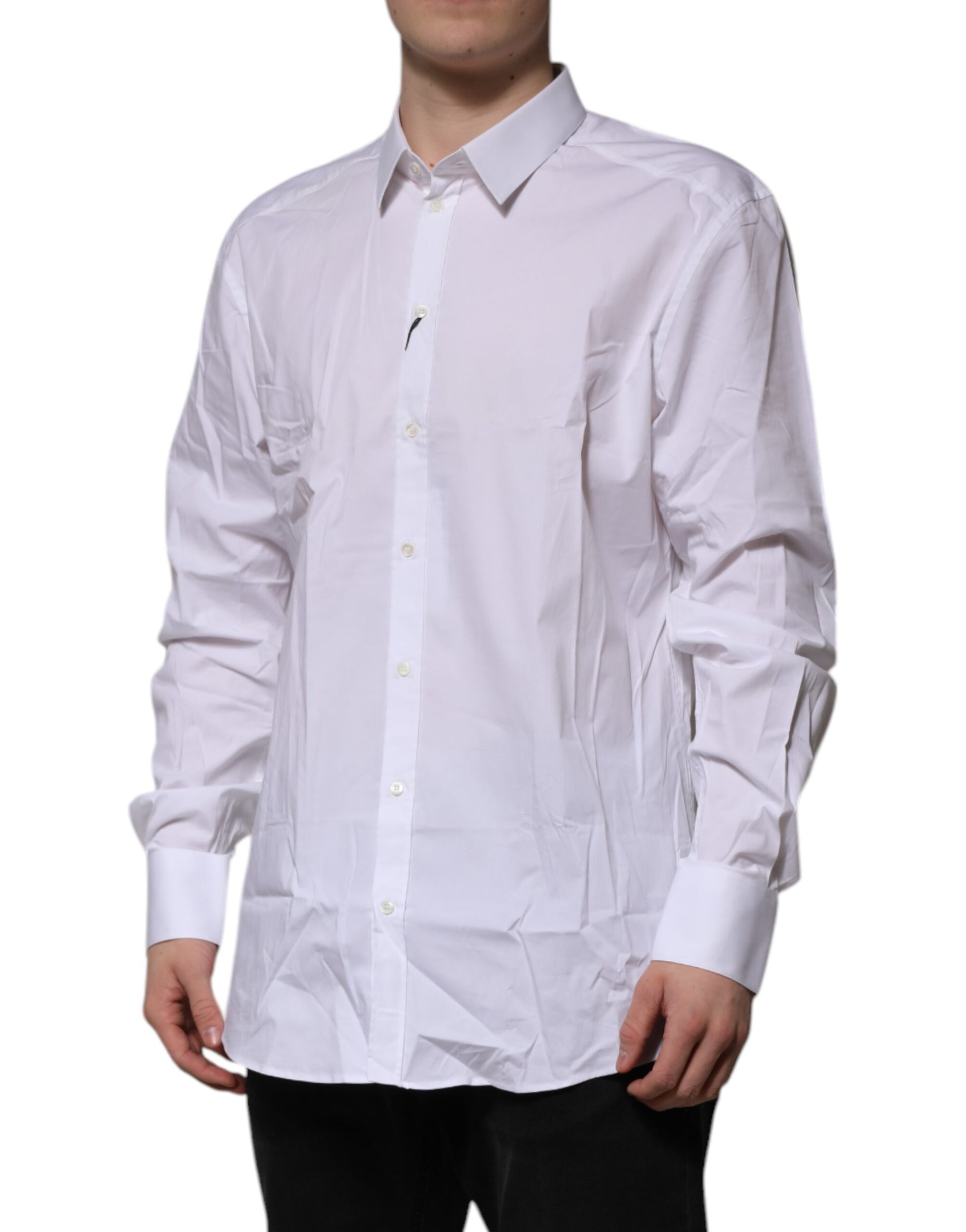 Chemise Habillée Manches Longues Dolce & Gabbana GOLD en Coton Blanc