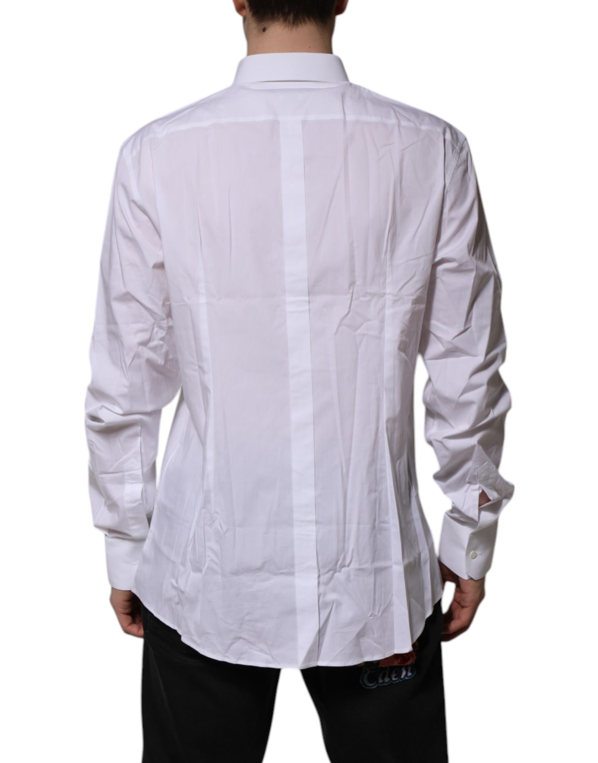 Chemise Habillée Manches Longues Dolce & Gabbana GOLD en Coton Blanc