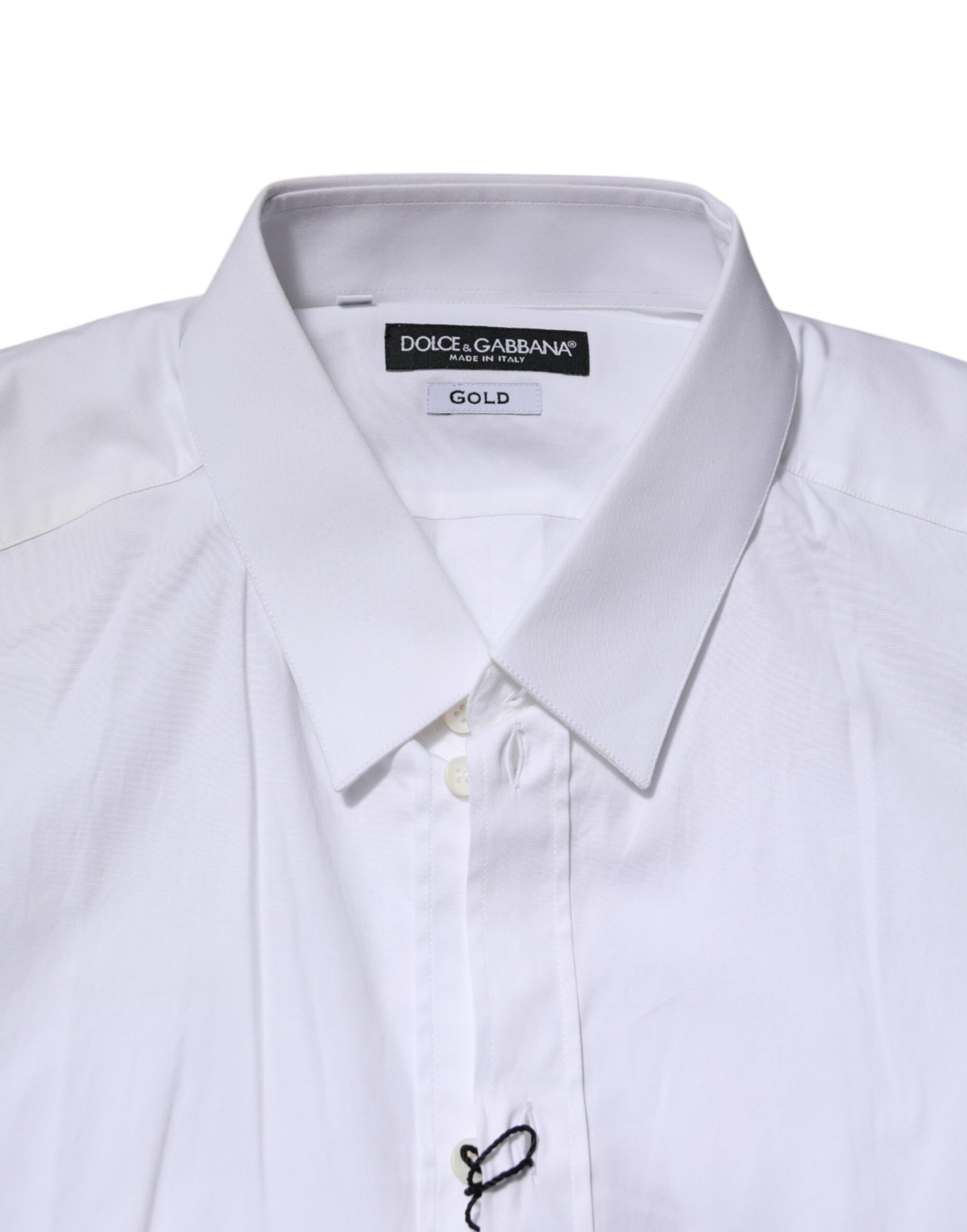 Chemise Habillée Manches Longues Dolce & Gabbana GOLD en Coton Blanc