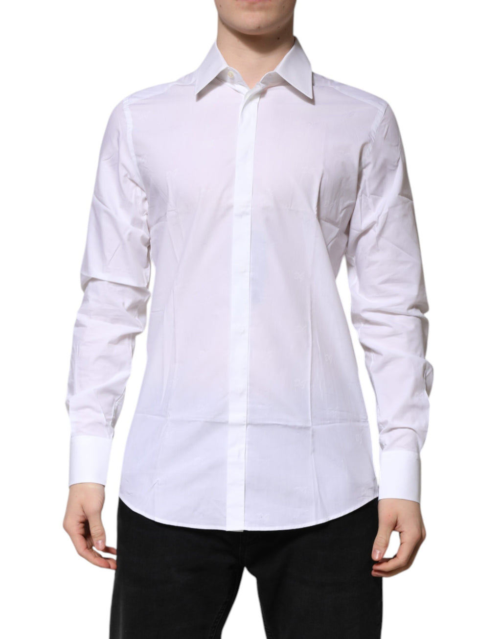 Chemise Habillée Manches Longues Dolce & Gabbana GOLD en Coton Blanc