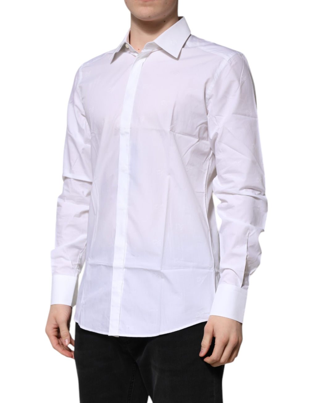 Chemise Habillée Manches Longues Dolce & Gabbana GOLD en Coton Blanc