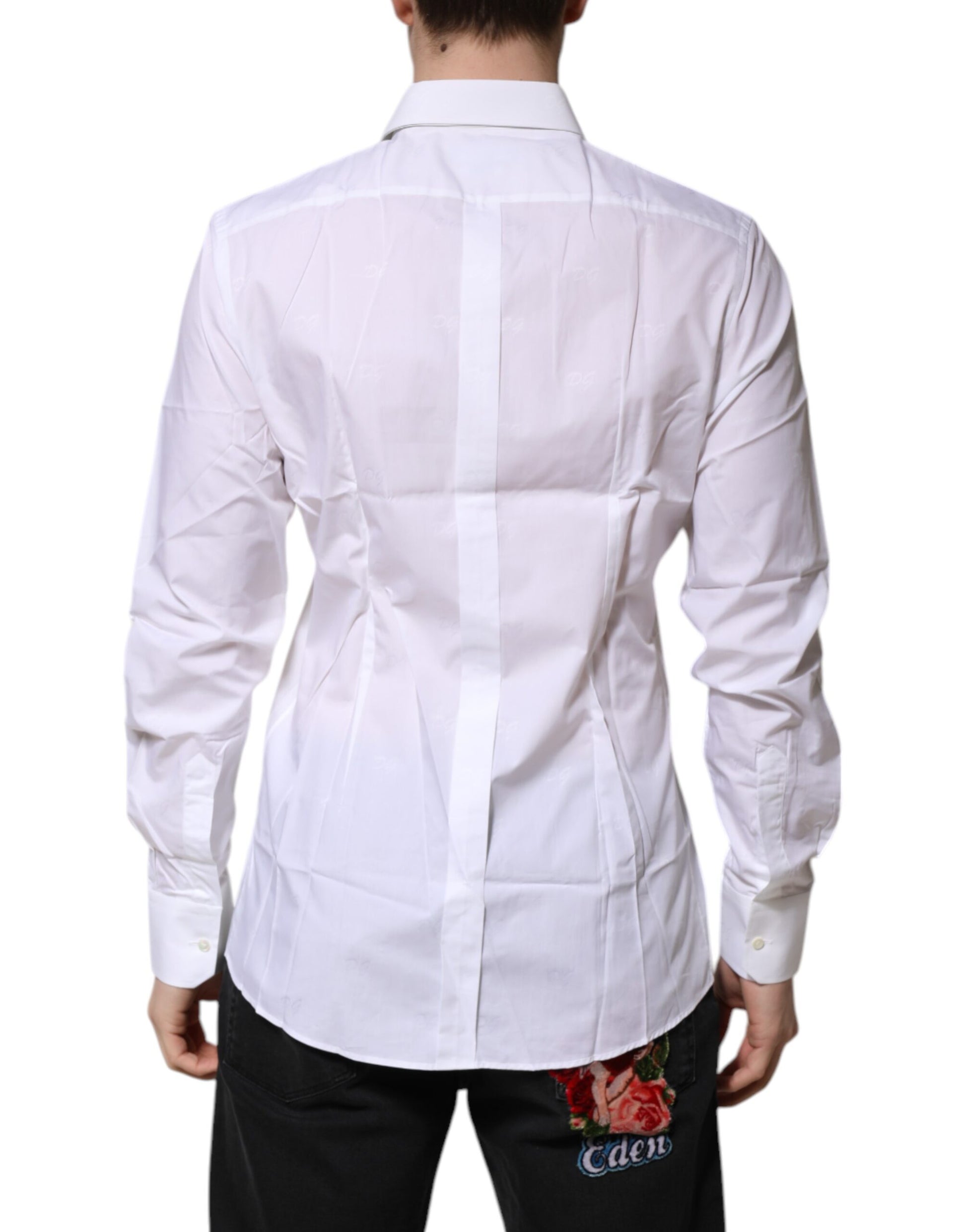 Chemise Habillée Manches Longues Dolce & Gabbana GOLD en Coton Blanc