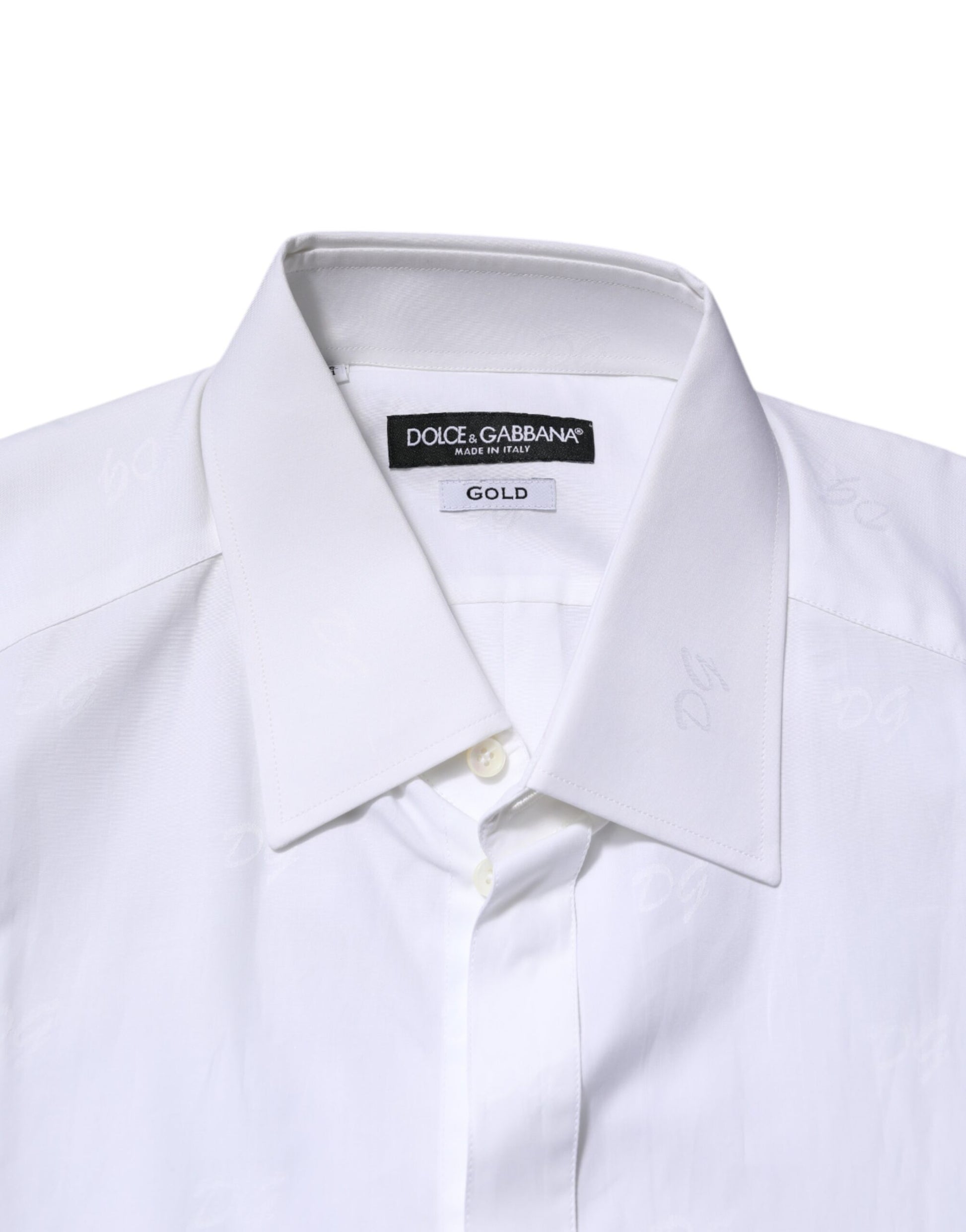 Chemise Habillée Manches Longues Dolce & Gabbana GOLD en Coton Blanc