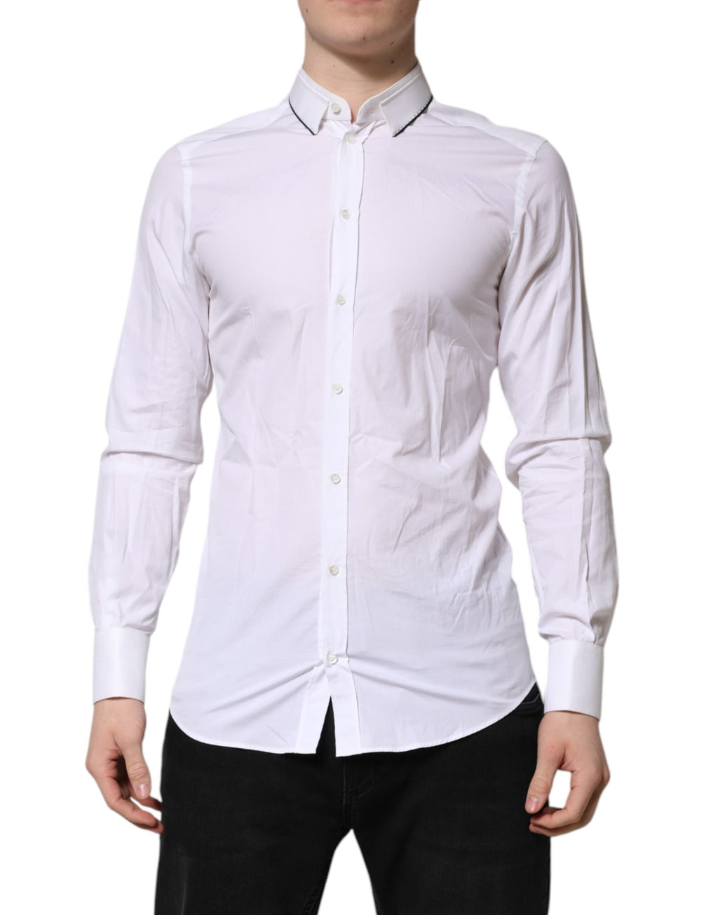 Chemise Habillée Manches Longues Dolce & Gabbana GOLD en Coton Blanc