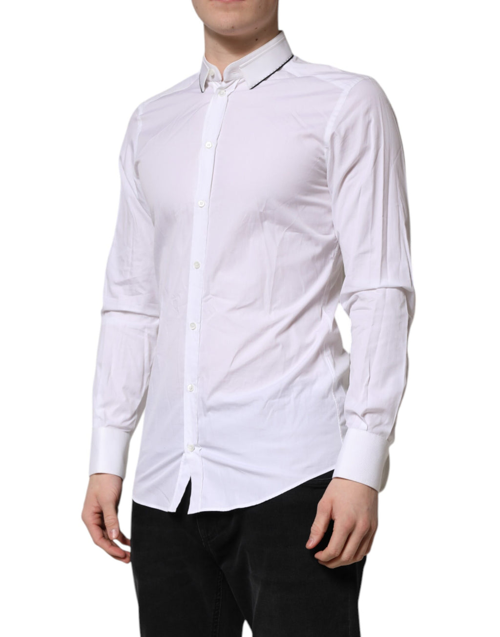 Chemise Habillée Manches Longues Dolce & Gabbana GOLD en Coton Blanc