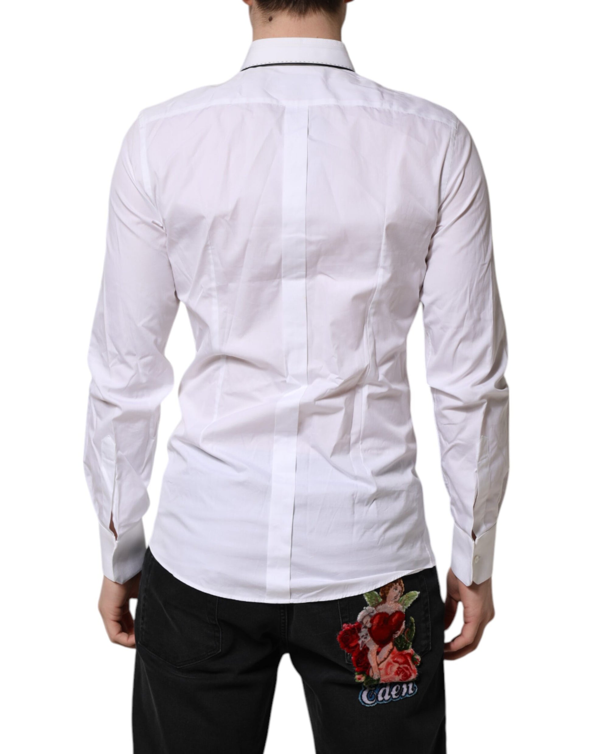 Chemise Habillée Manches Longues Dolce & Gabbana GOLD en Coton Blanc