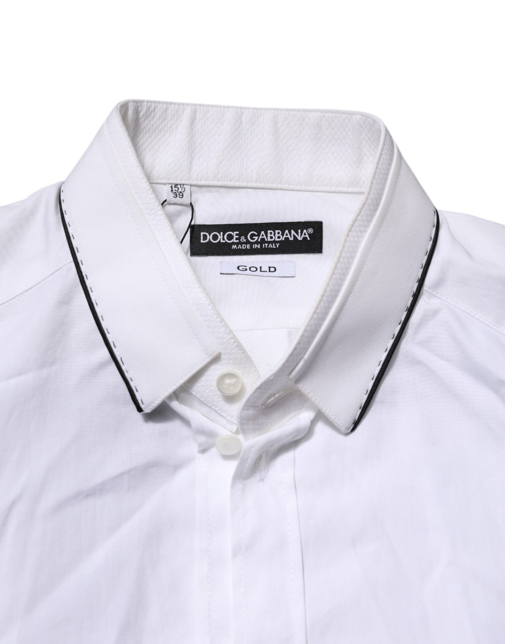 Chemise Habillée Manches Longues Dolce & Gabbana GOLD en Coton Blanc