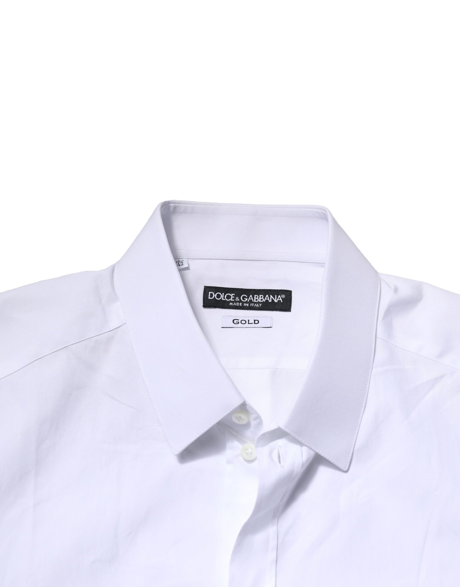 Dolce & Gabbana White Cotton Long Sleeves GOLD Formal Shirt