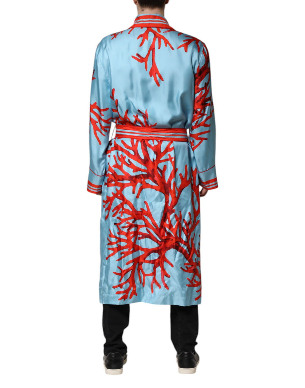 Dolce & Gabbana Manteau Robe Courte à Imprimé Corail Rouge et Bleu
