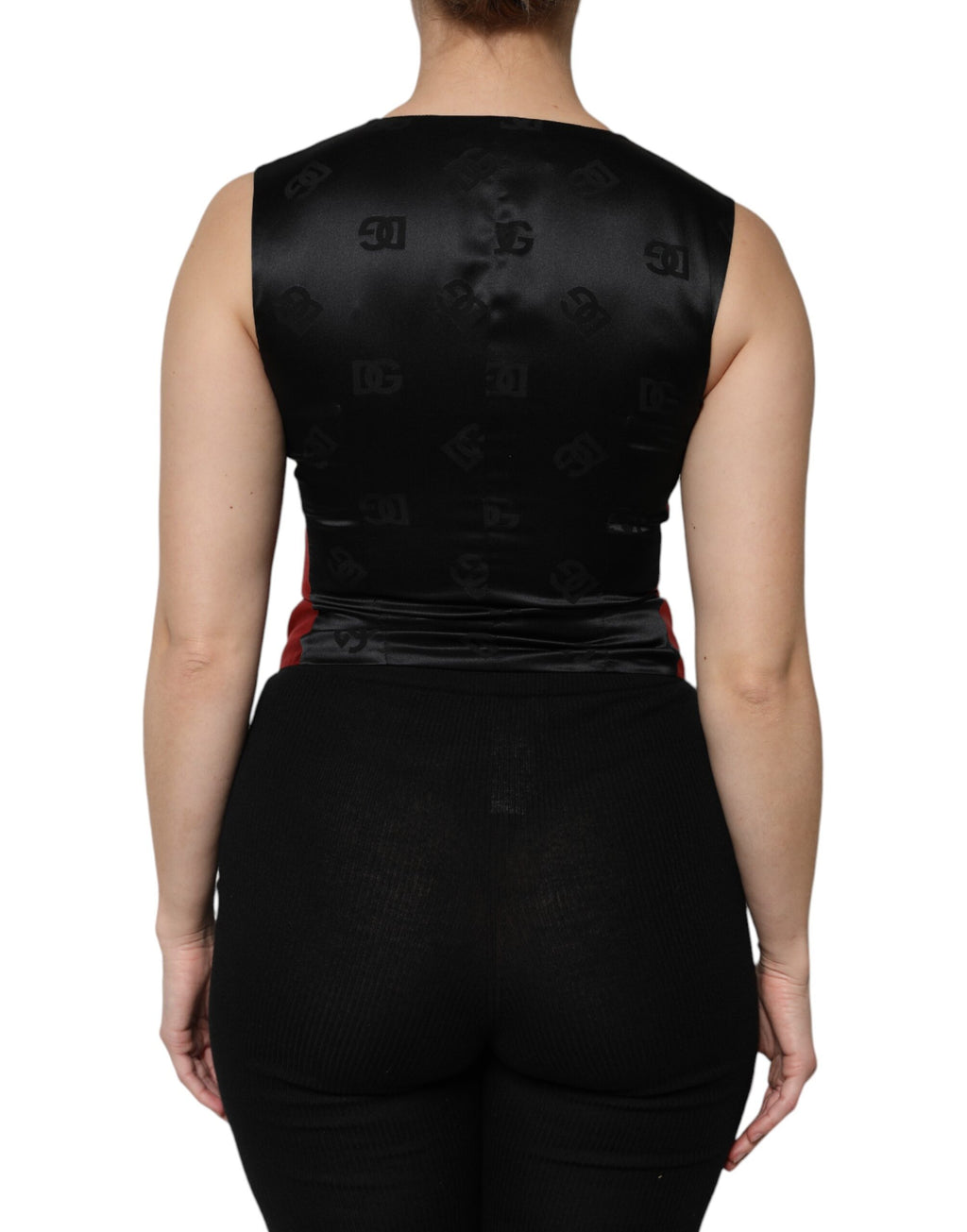 Haut sans manches Dolce & Gabbana rouge et noir à boutonnage.