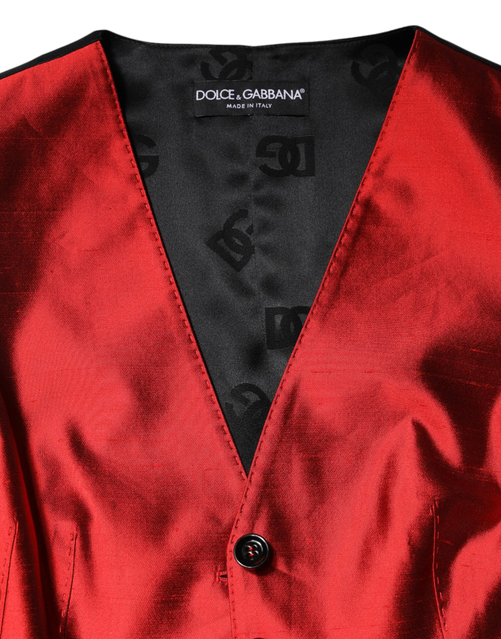 Haut sans manches Dolce & Gabbana rouge et noir à boutonnage.