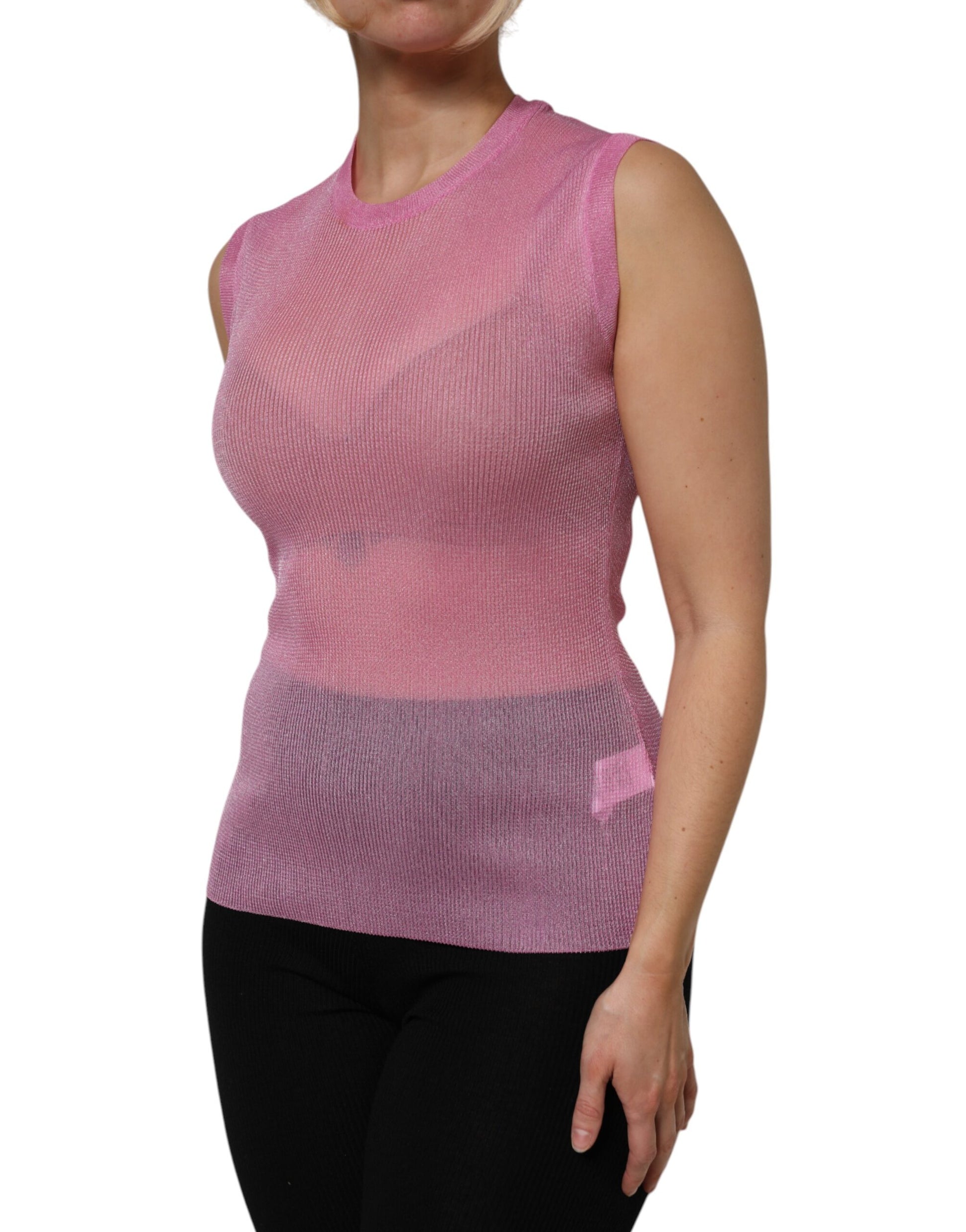 Dolce & Gabbana Pink Sleeveless T-Shirt for Women detail view